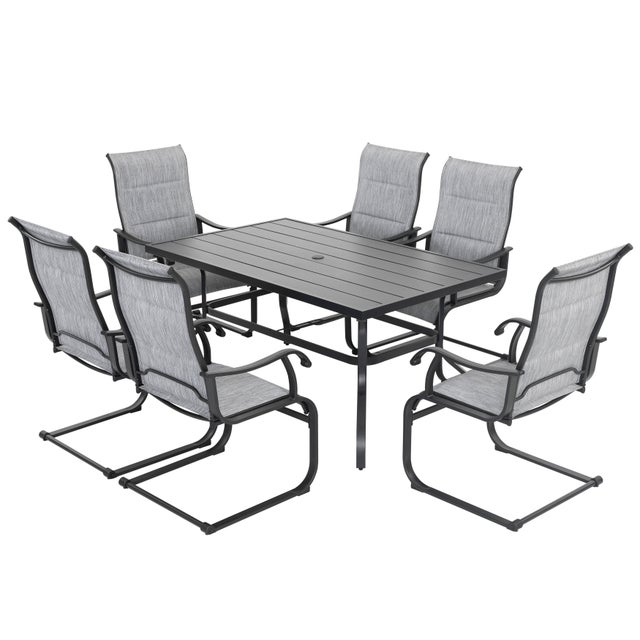 Nuu Garden Verve Outdoor Dining Table with Umbrella Hole and 6 Chairs