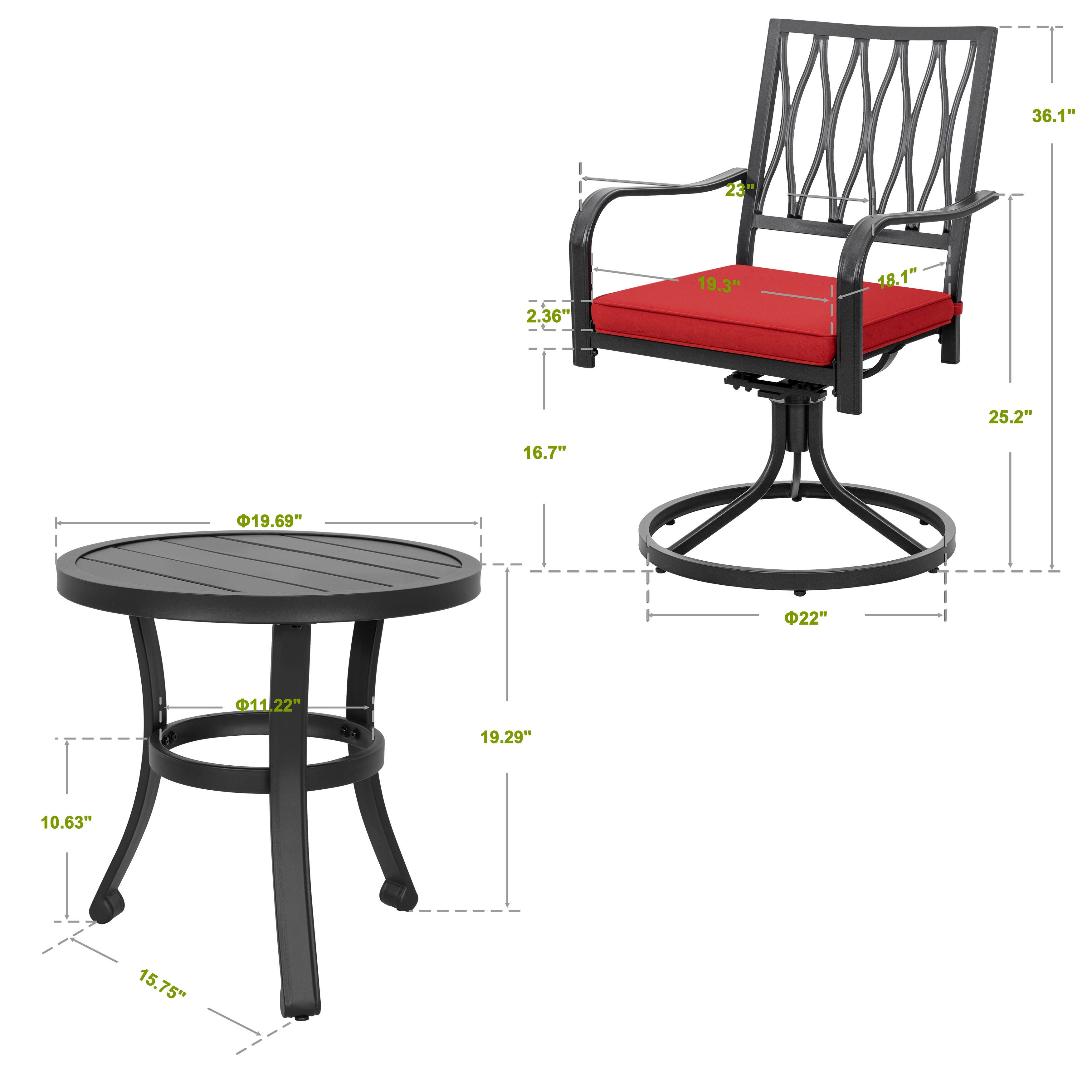 Nuu Garden Side Table and 2 Swivel Chairs, , large