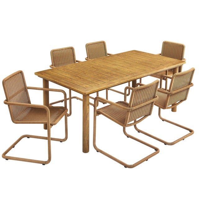 Modway Abacus Outdoor Dining Table and 6 Armchairs