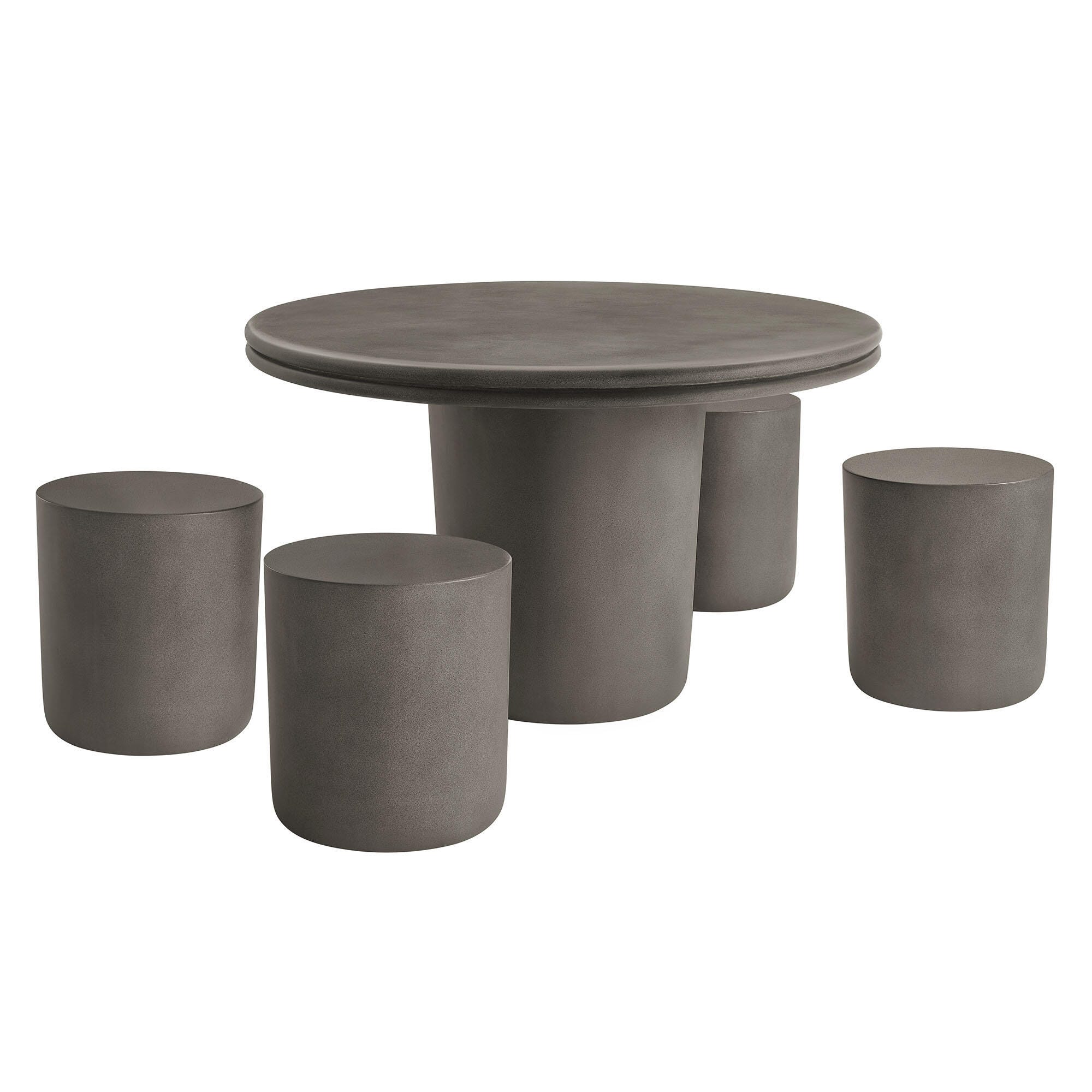 Modway Brion Outdoor Dining Table and 4 Stools, Gray, large