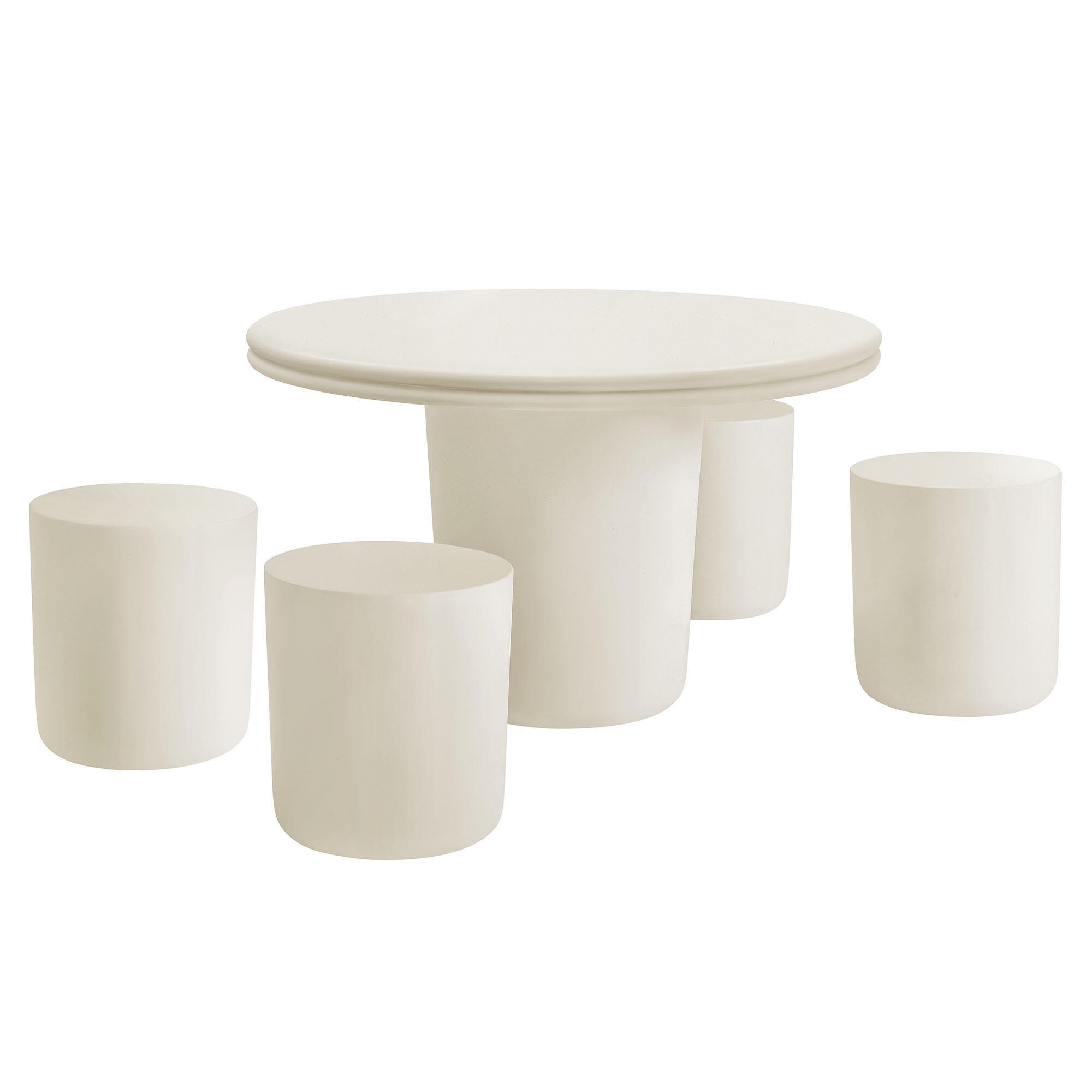 Modway Brion Outdoor Dining Table and 4 Stools, White, large