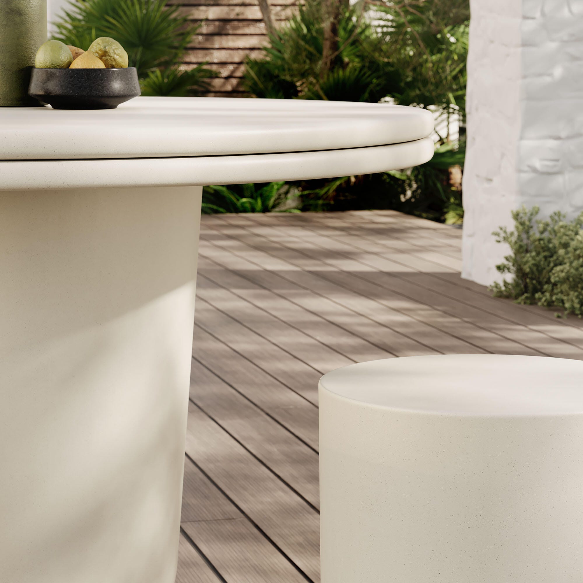 Modway Brion Outdoor Dining Table and 4 Stools, White, large
