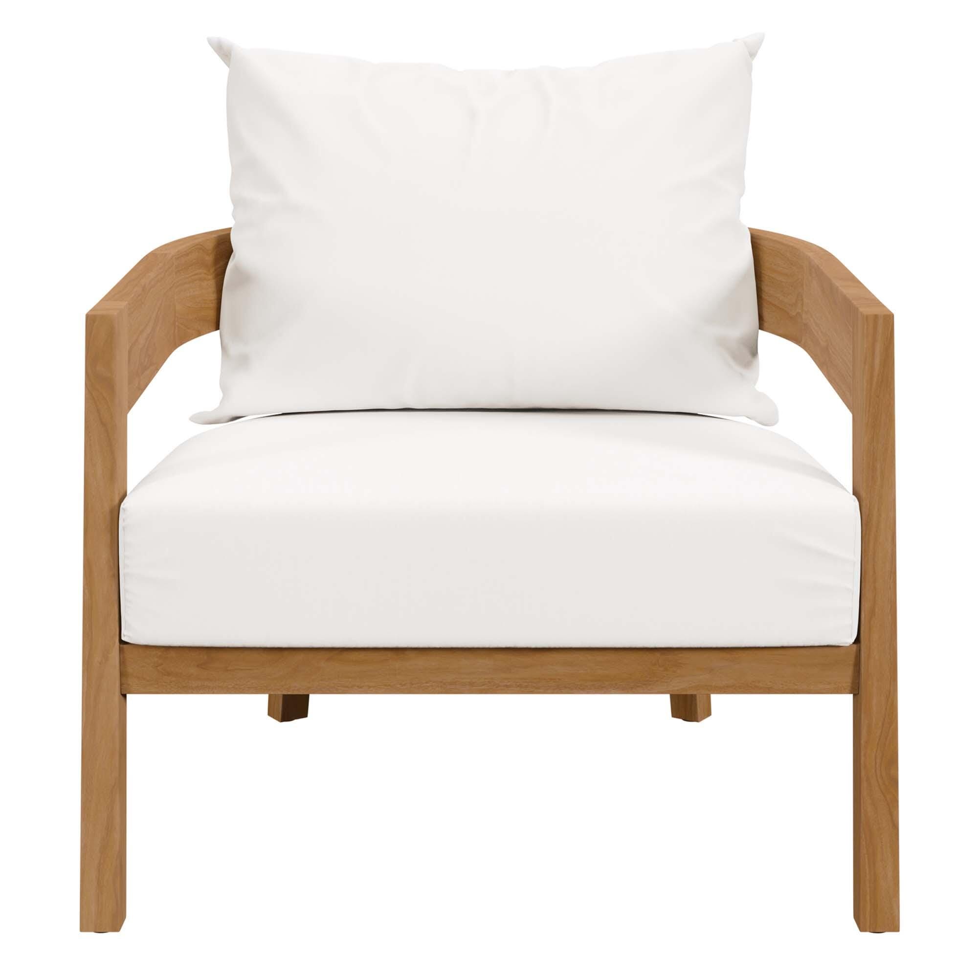 Modway Brisbane Outdoor Side Table and 2 Chairs, Natural/White, large
