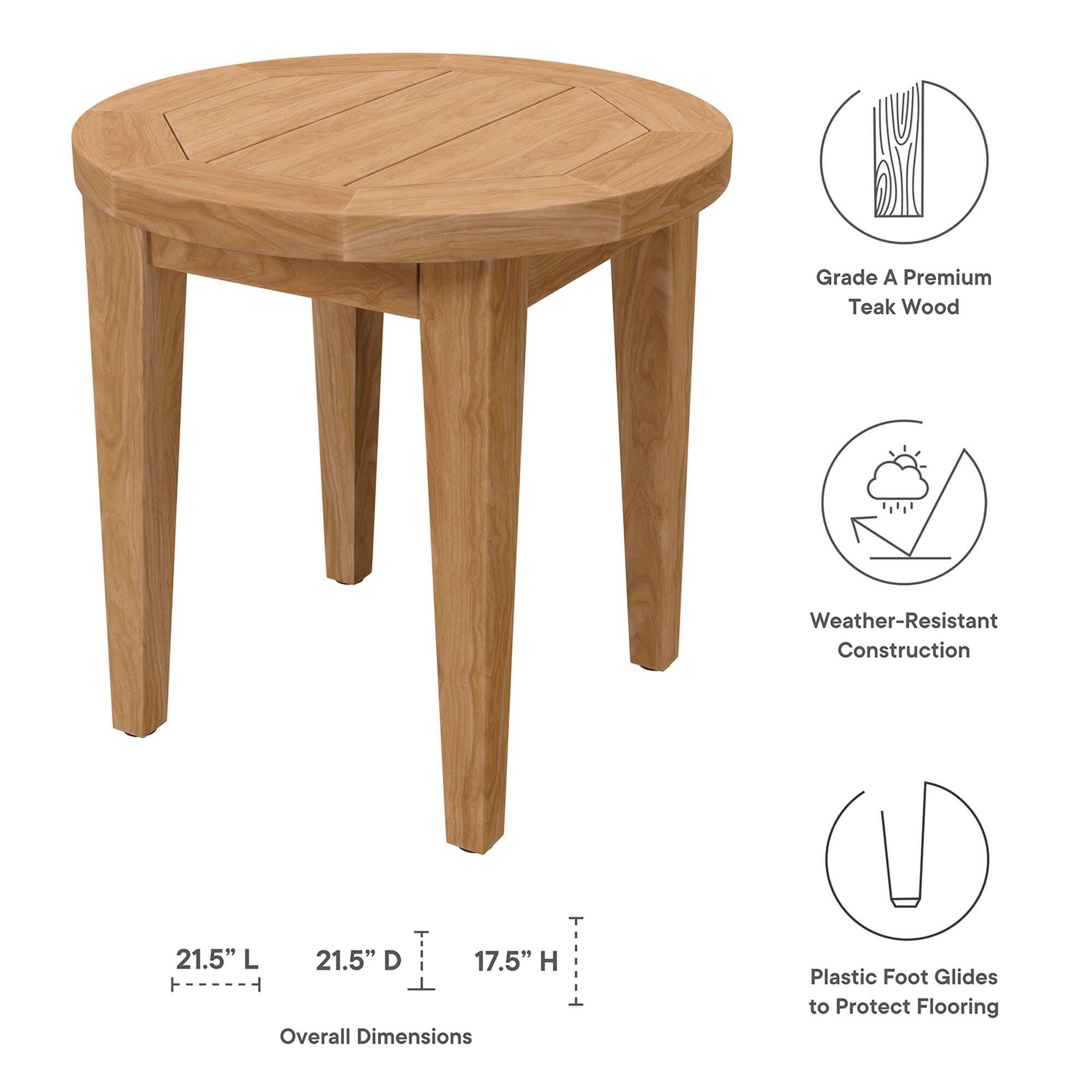Modway Brisbane Outdoor Side Table and 2 Chairs, Natural/White, large