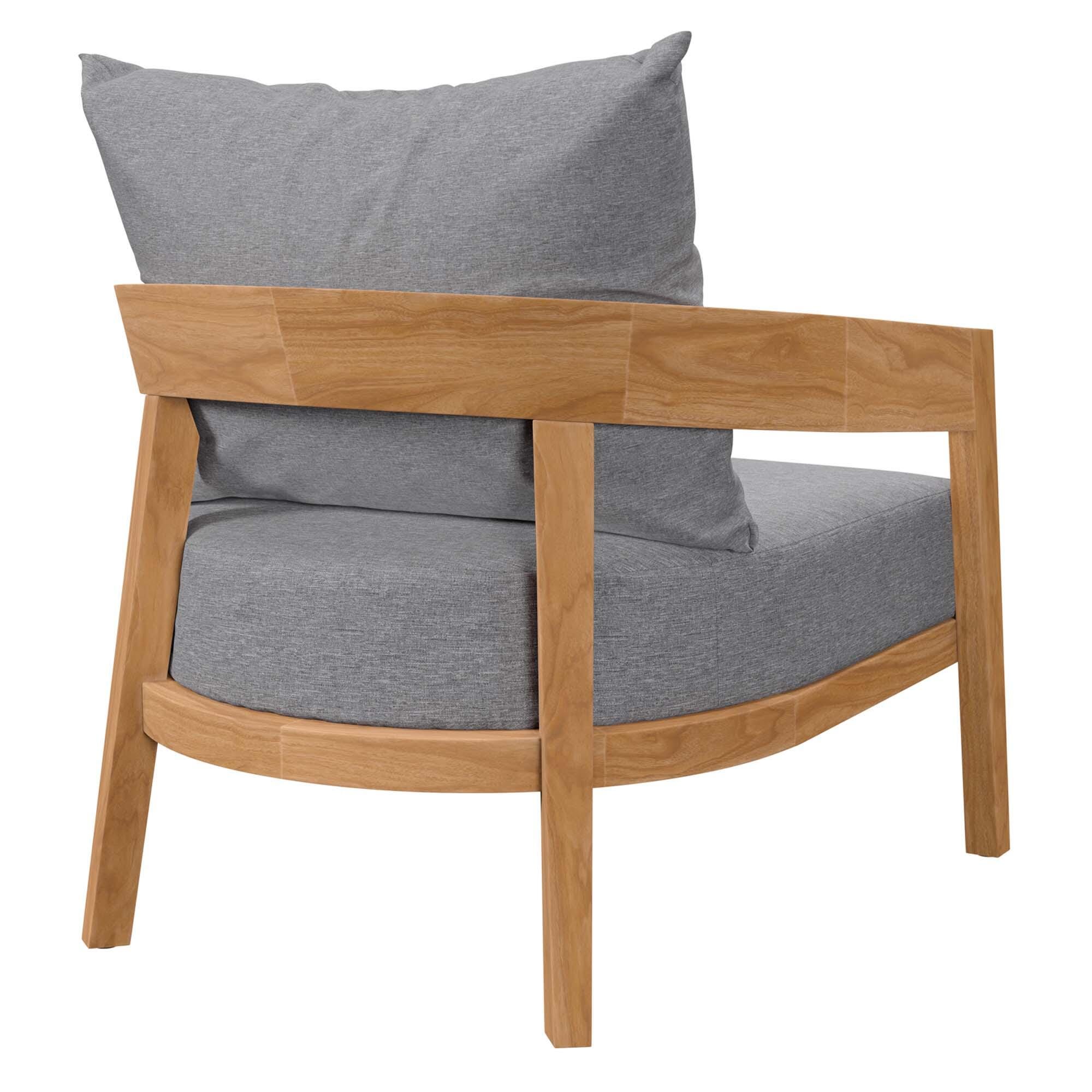 Modway Brisbane Outdoor Side Table and 2 Chairs, Natural/Gray, large