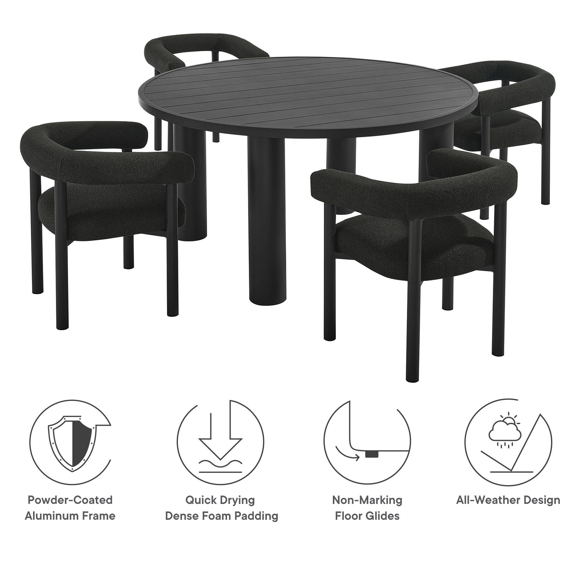 Modway Nautica Outdoor Dining Table and 4 Chairs, , large