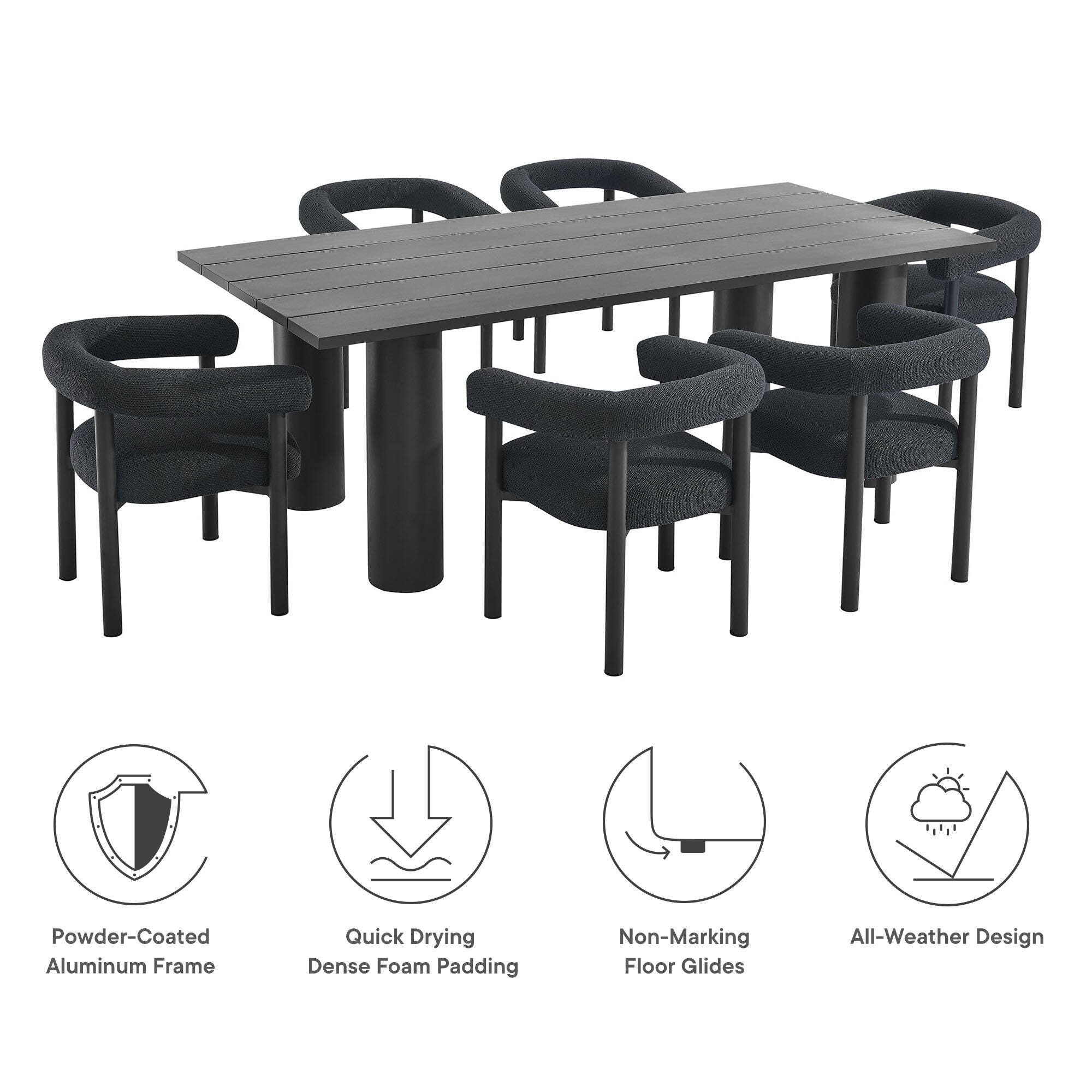 Modway Nautica Outdoor Dining Table and 6 Chairs, , large