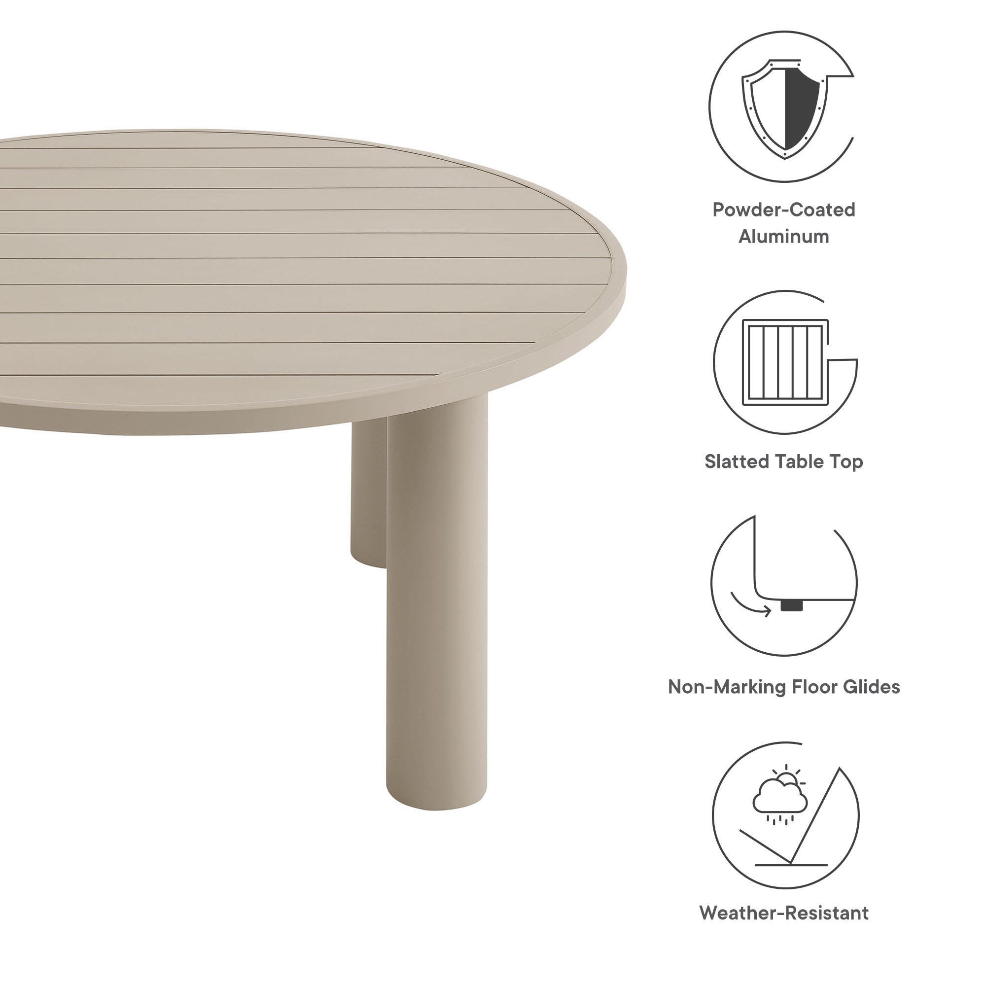 Modway Nautica Outdoor Dining Table, Taupe, large