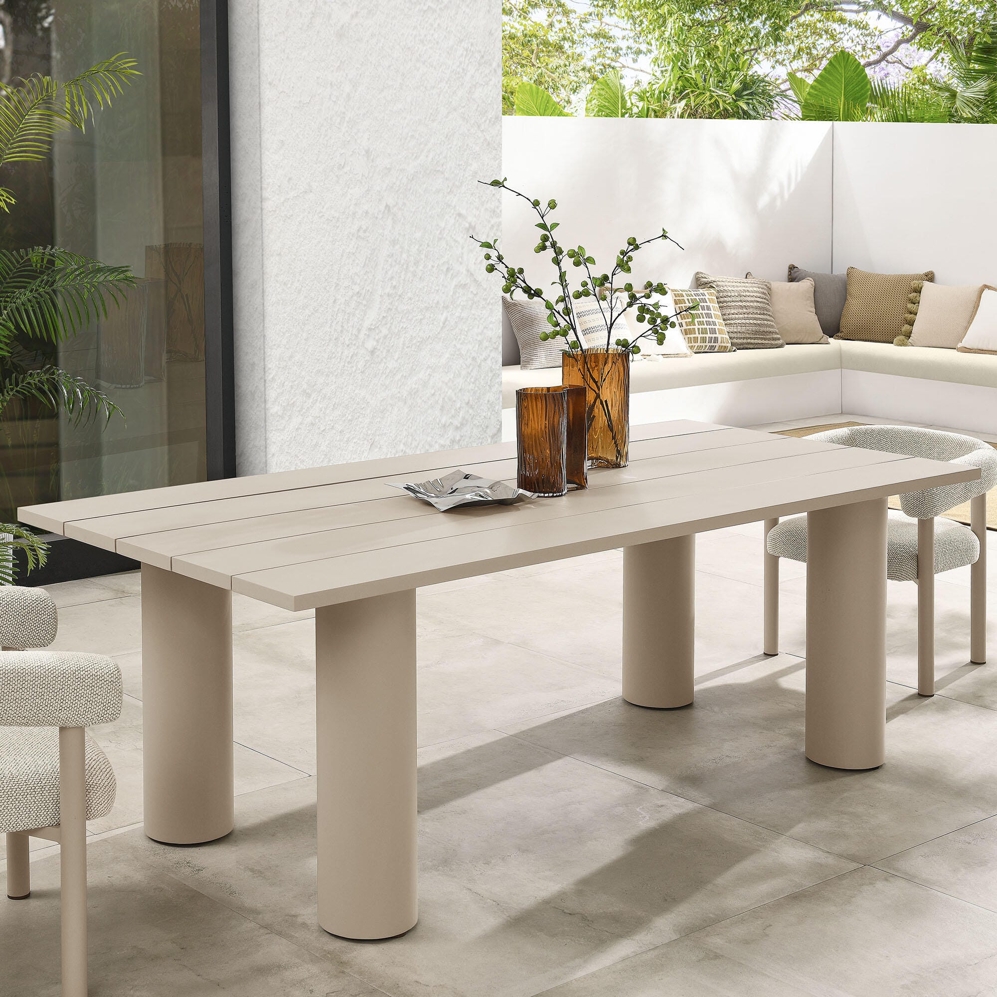 Modway Nautica Rectangular Outdoor Dining Table, Taupe, rollover