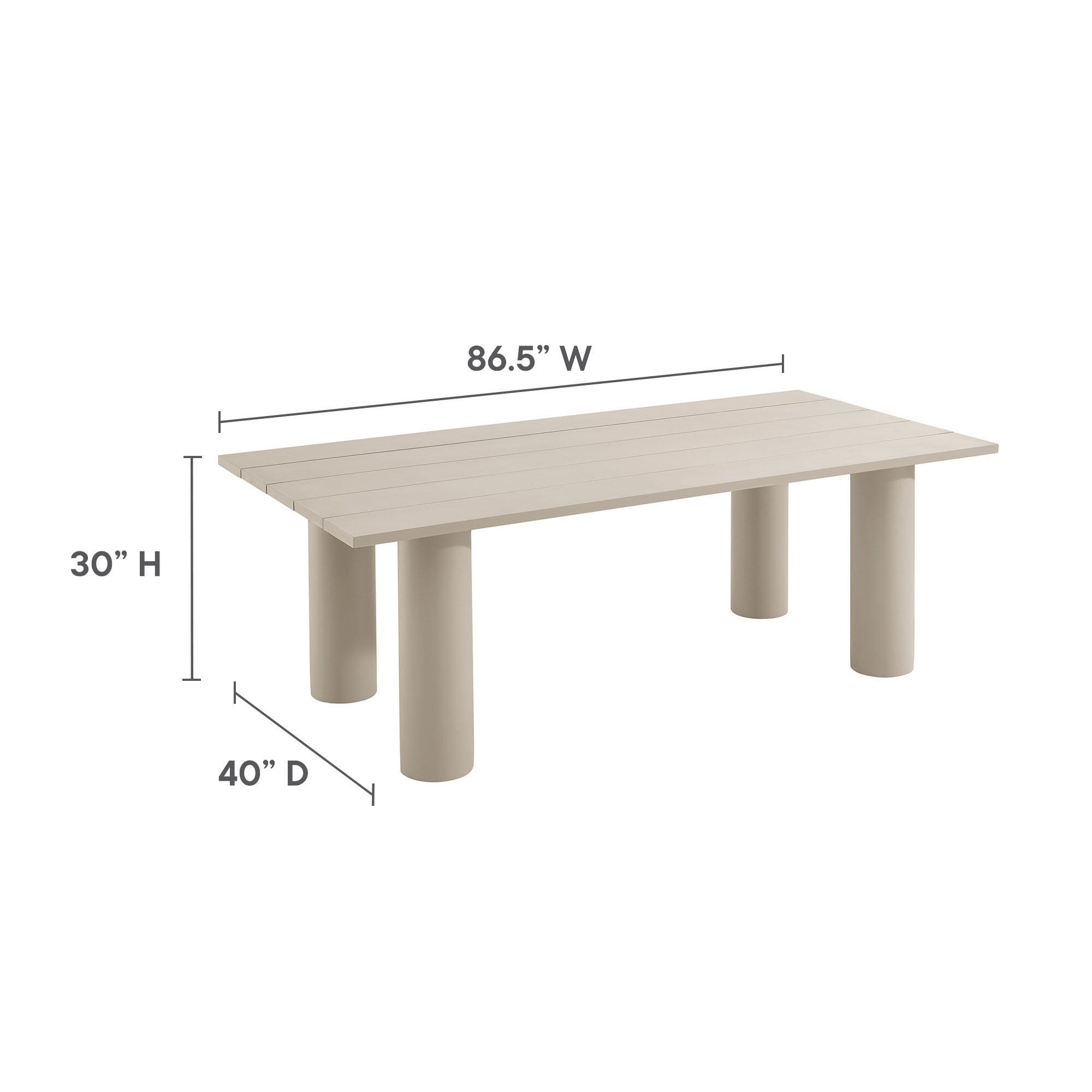 Modway Nautica Rectangular Outdoor Dining Table, Taupe, large