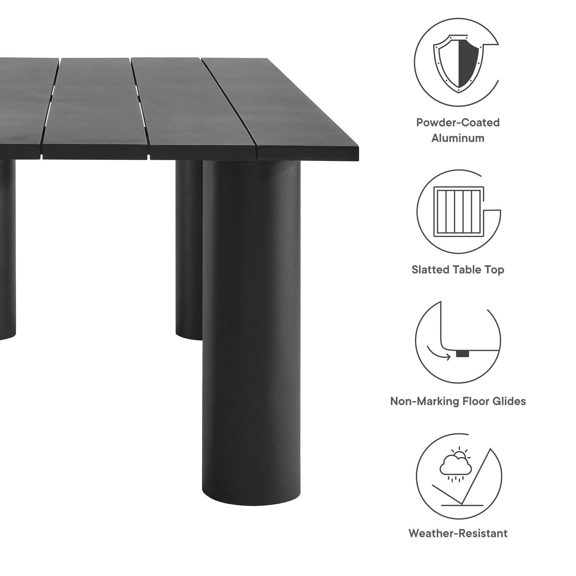 Modway Nautica Rectangular Outdoor Dining Table, Graphite, large