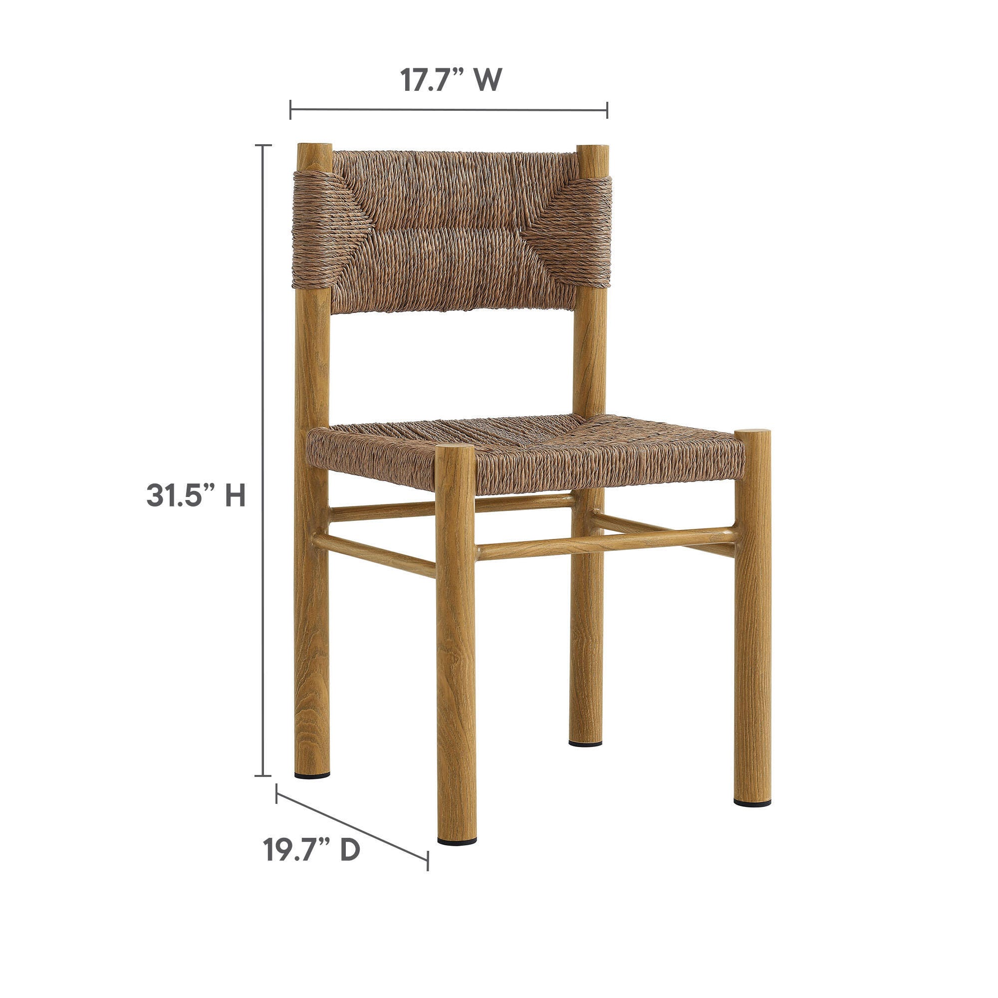 Modway Parkland Outdoor Dining Table and 6 Chairs, Natural, large
