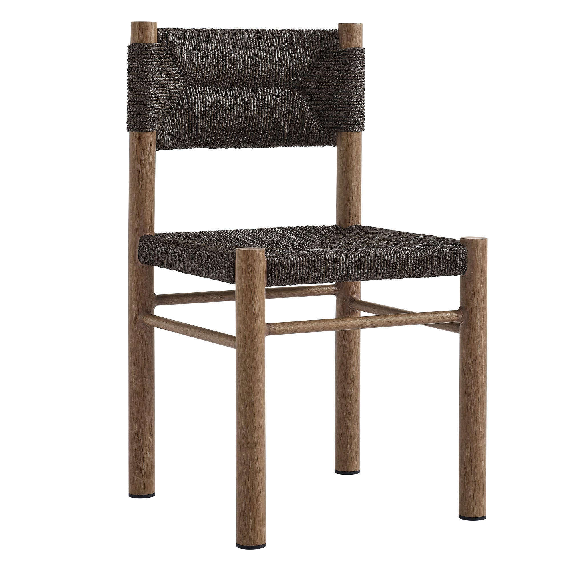 Modway Parkland Outdoor Dining Table and 6 Chairs, Walnut, large