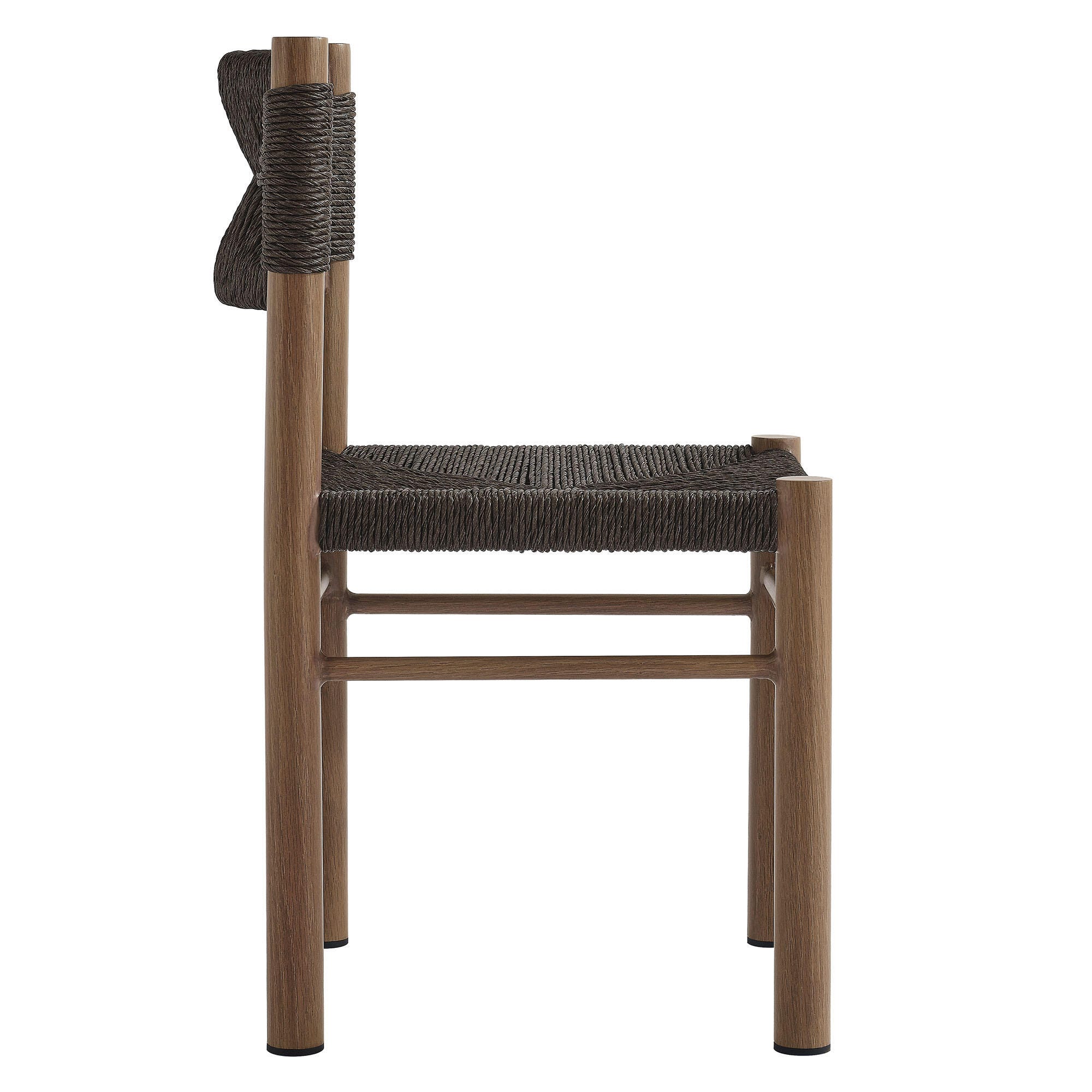 Modway Parkland Outdoor Dining Table and 6 Chairs, Walnut, large