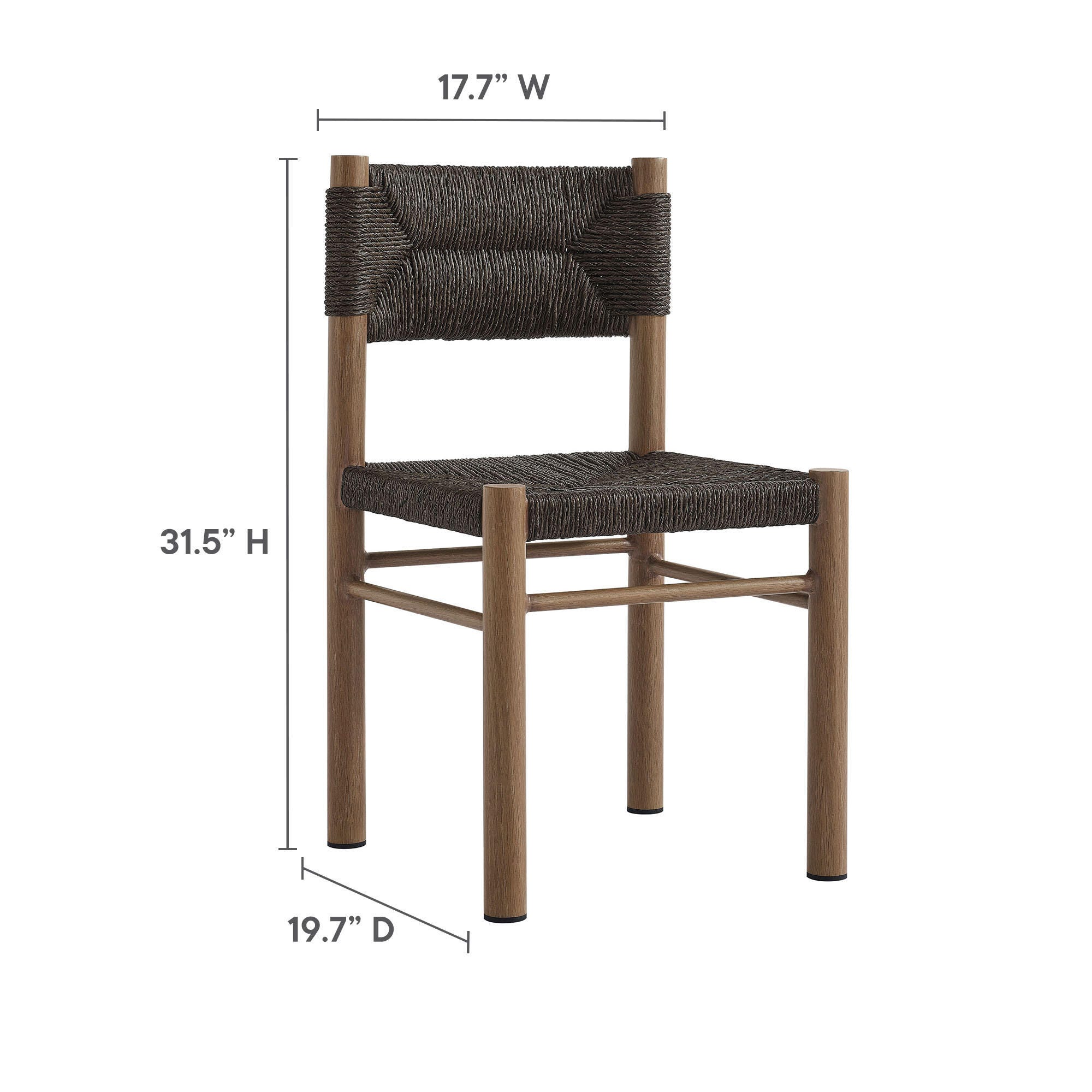 Modway Parkland Outdoor Dining Table and 6 Chairs, Walnut, large