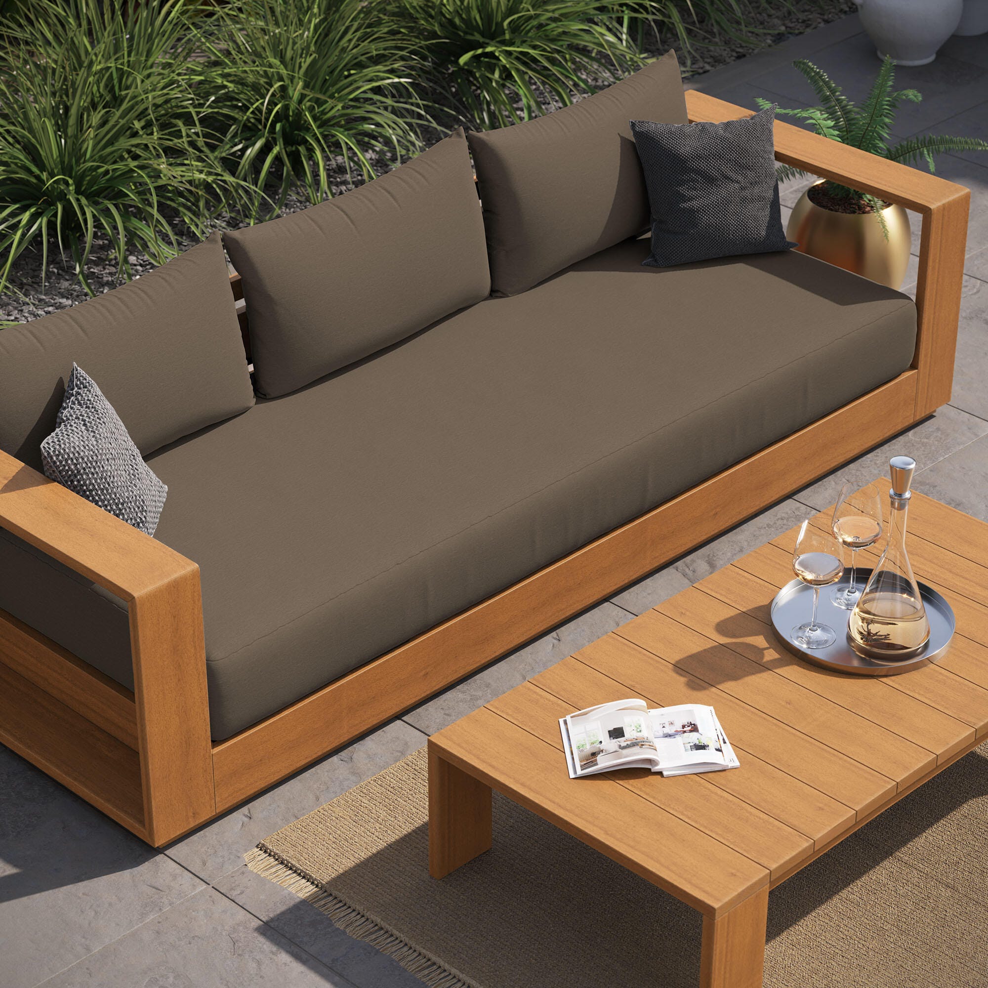 Modway Tahoe Outdoor Sofa and Coffee Table, , large