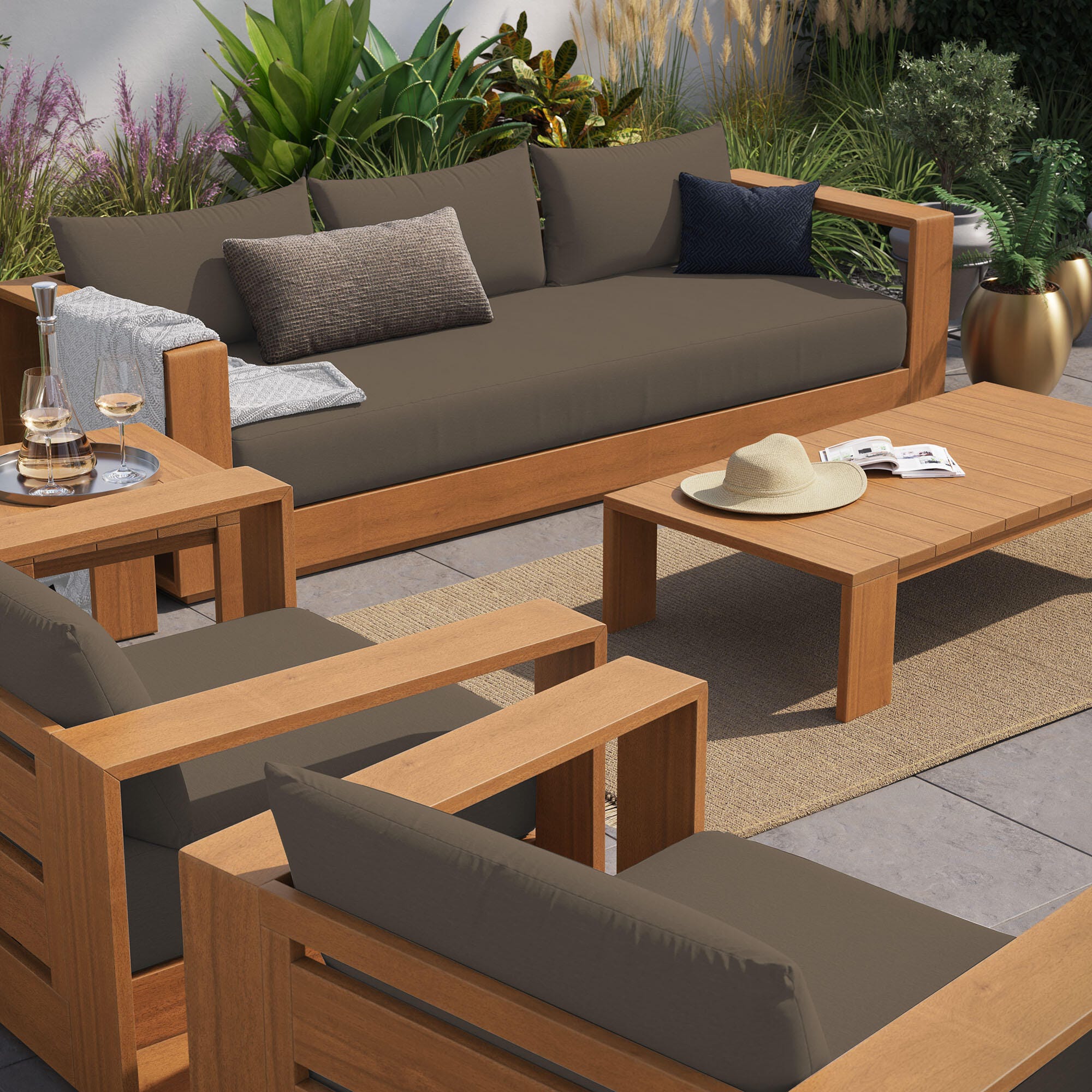 Modway Tahoe Outdoor Conversation Set with Coffee Table, , large