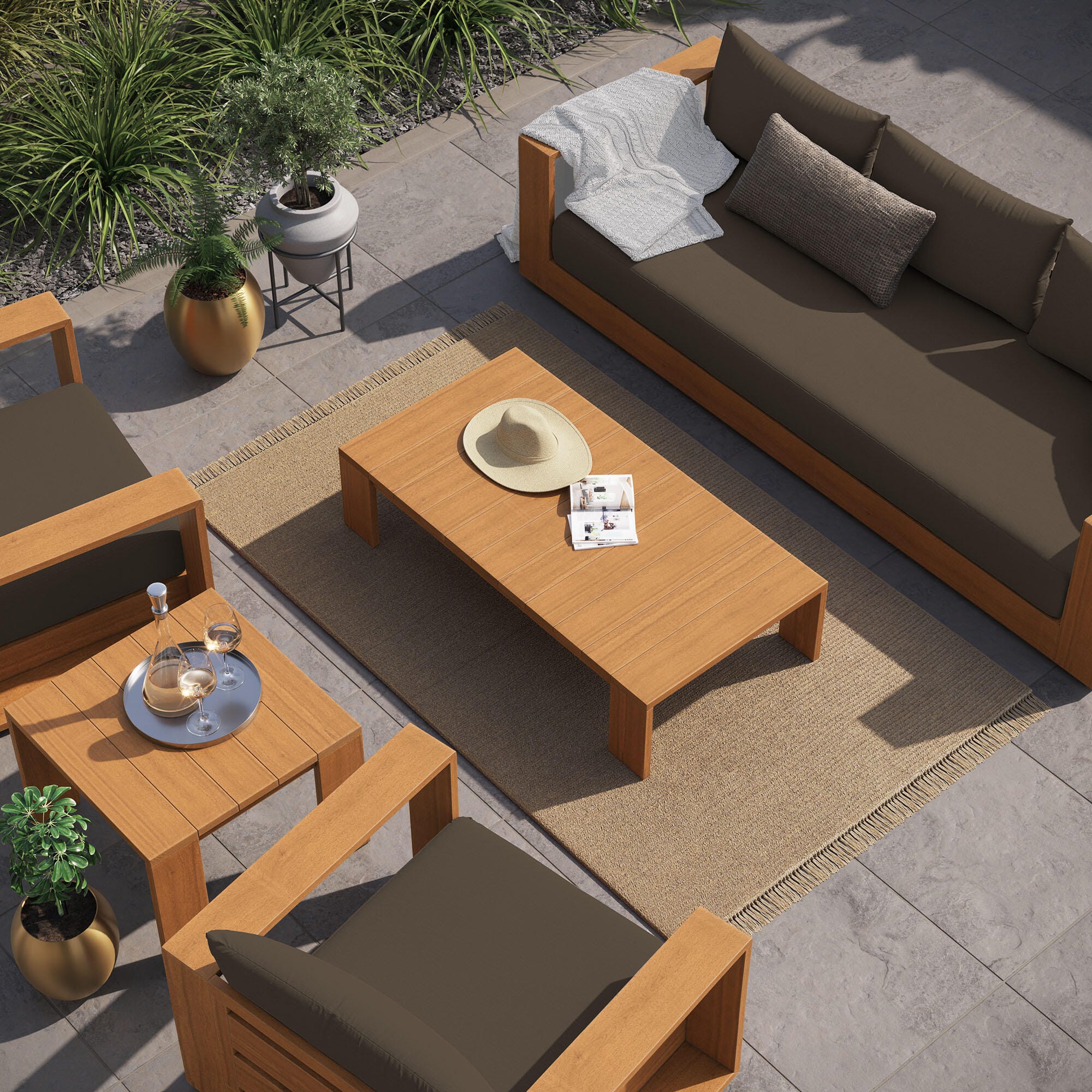 Modway Tahoe Outdoor Conversation Set with Coffee Table, , large