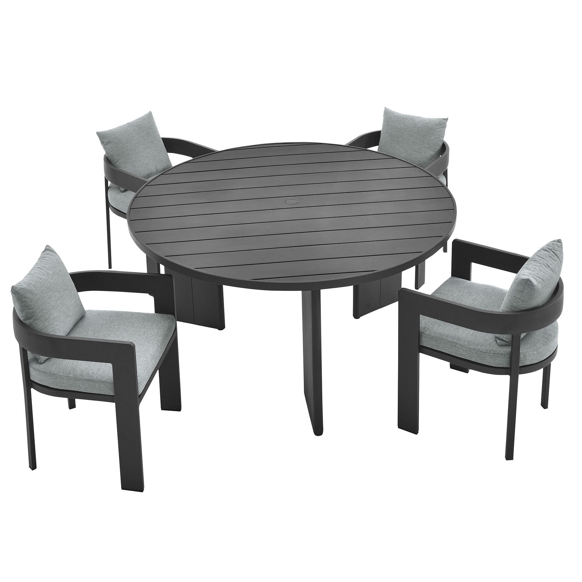 Modway Tahoe Outdoor Dining Table and 4 Chairs, Gray, large