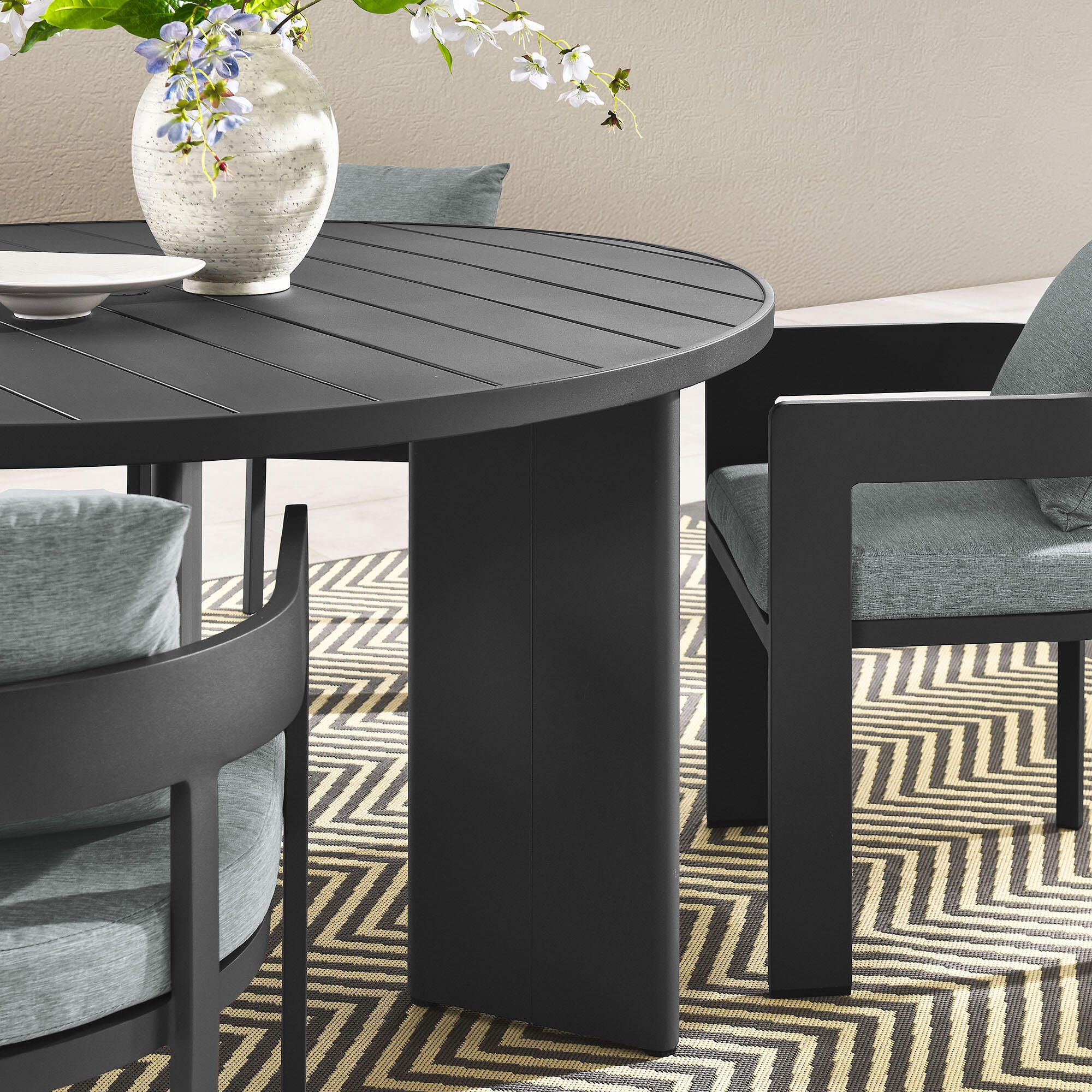 Modway Tahoe Outdoor Dining Table and 4 Chairs, Gray, large