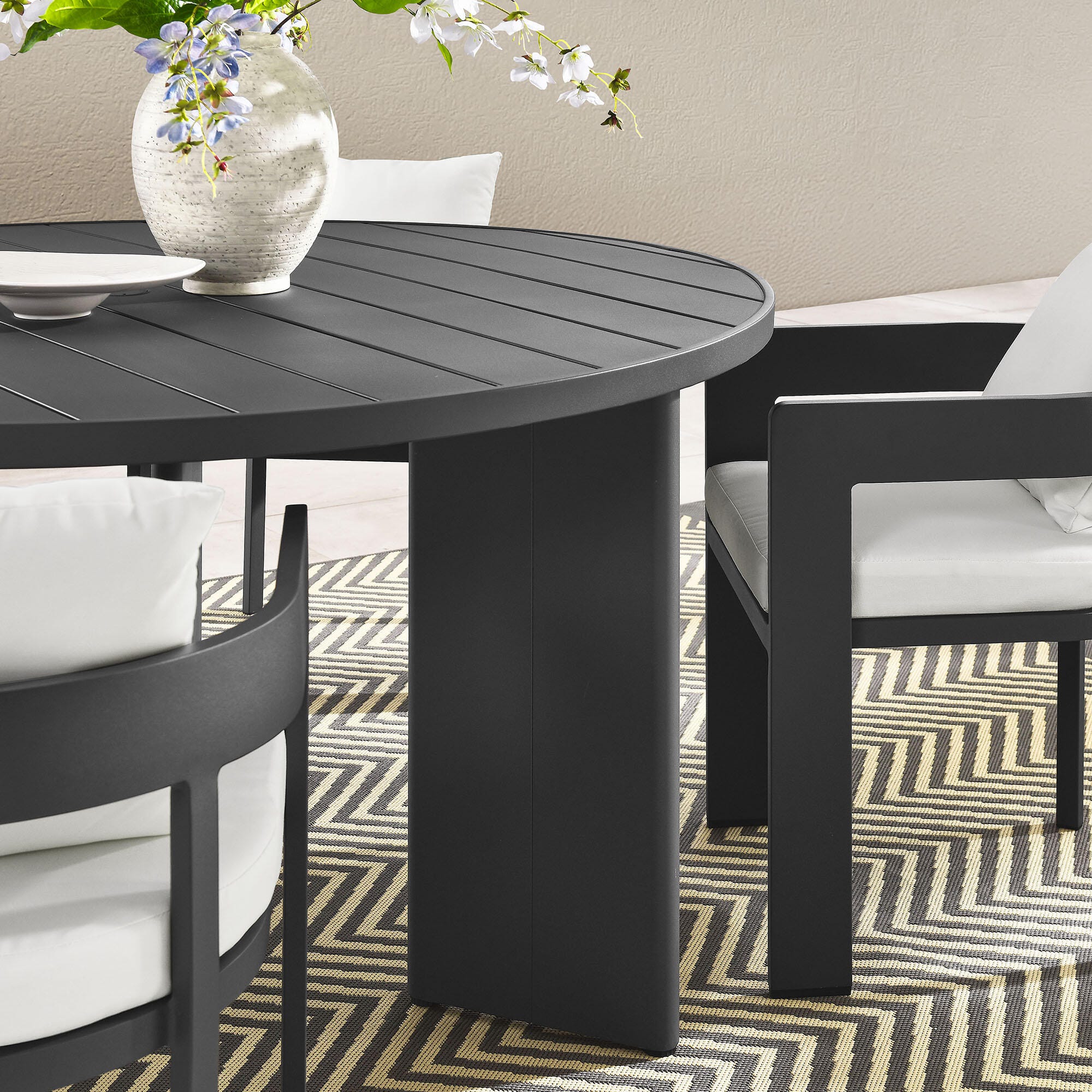 Modway Tahoe Outdoor Dining Table and 4 Chairs, Gray/White, large