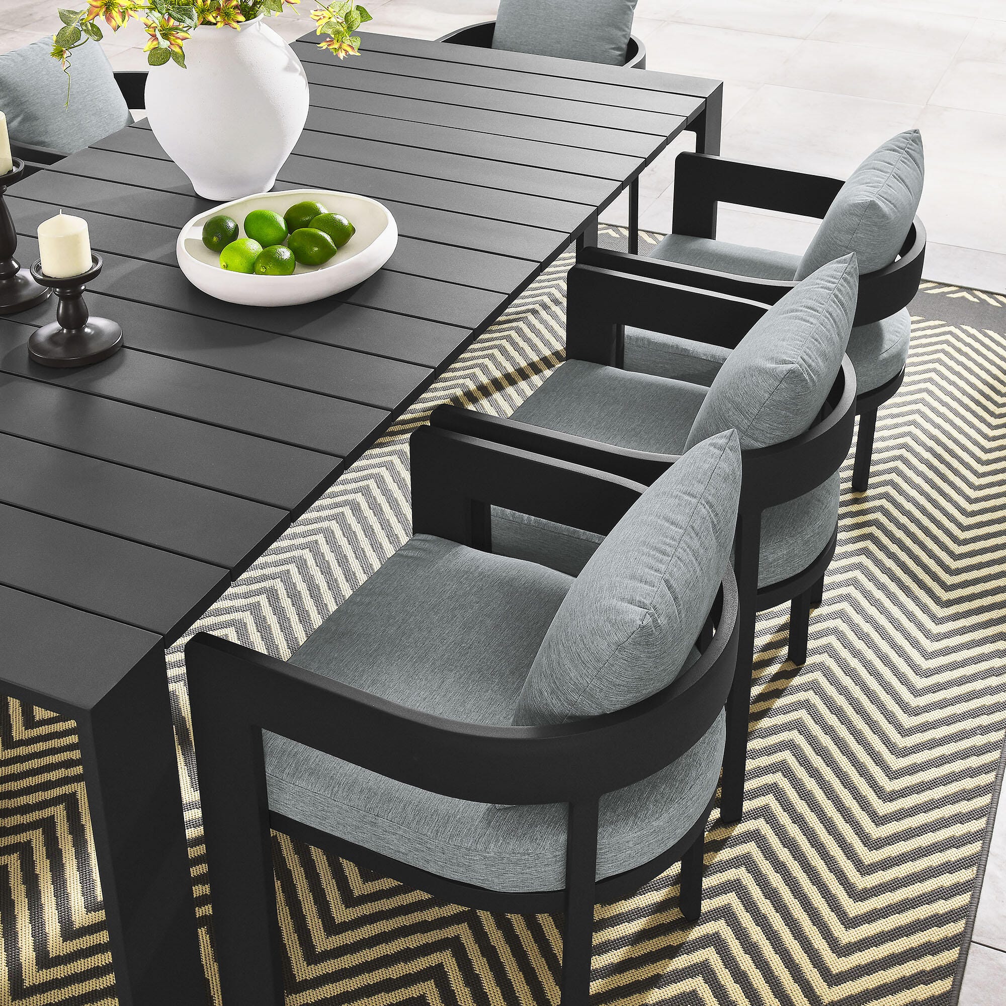 Modway Tahoe Outdoor Dining Table and 8 Chairs, Gray, large