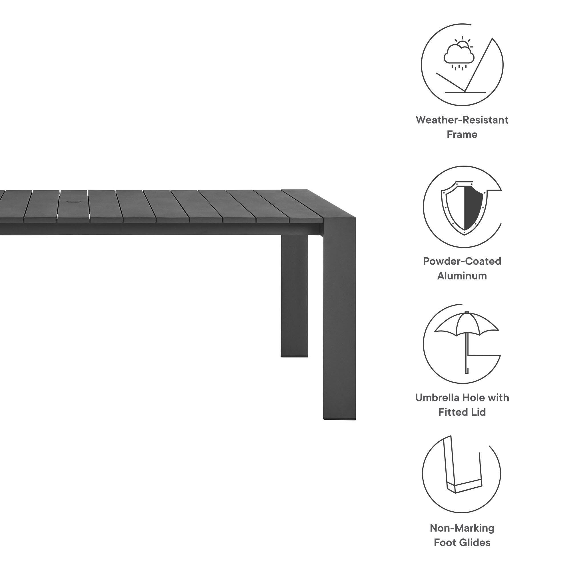Modway Tahoe Outdoor Dining Table and 8 Chairs, Gray/White, large