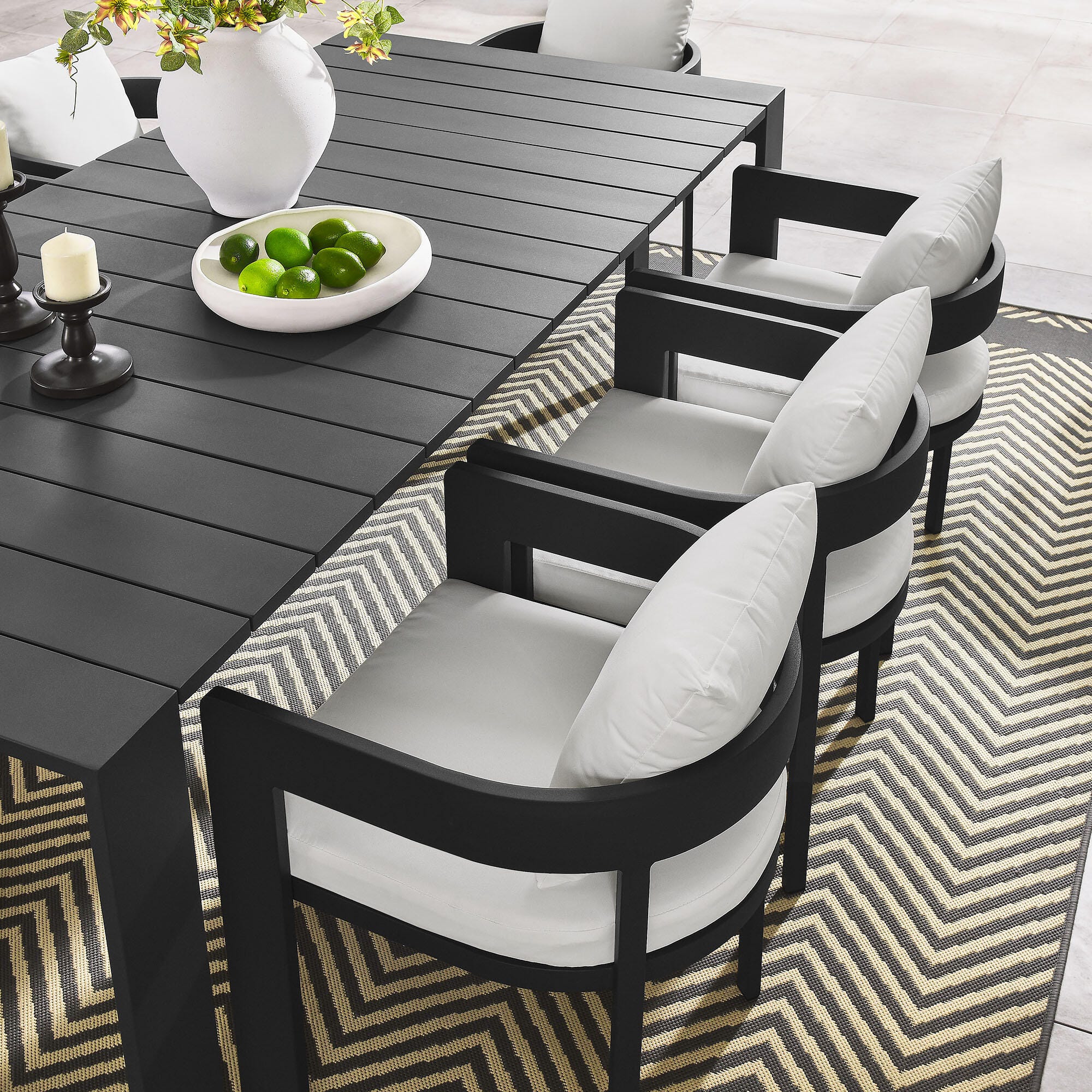 Modway Tahoe Outdoor Dining Table and 8 Chairs, Gray/White, large