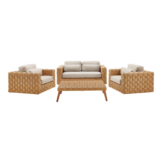 Modway Thames Outdoor Loveseat and 2 Armchairs with Coffee Table