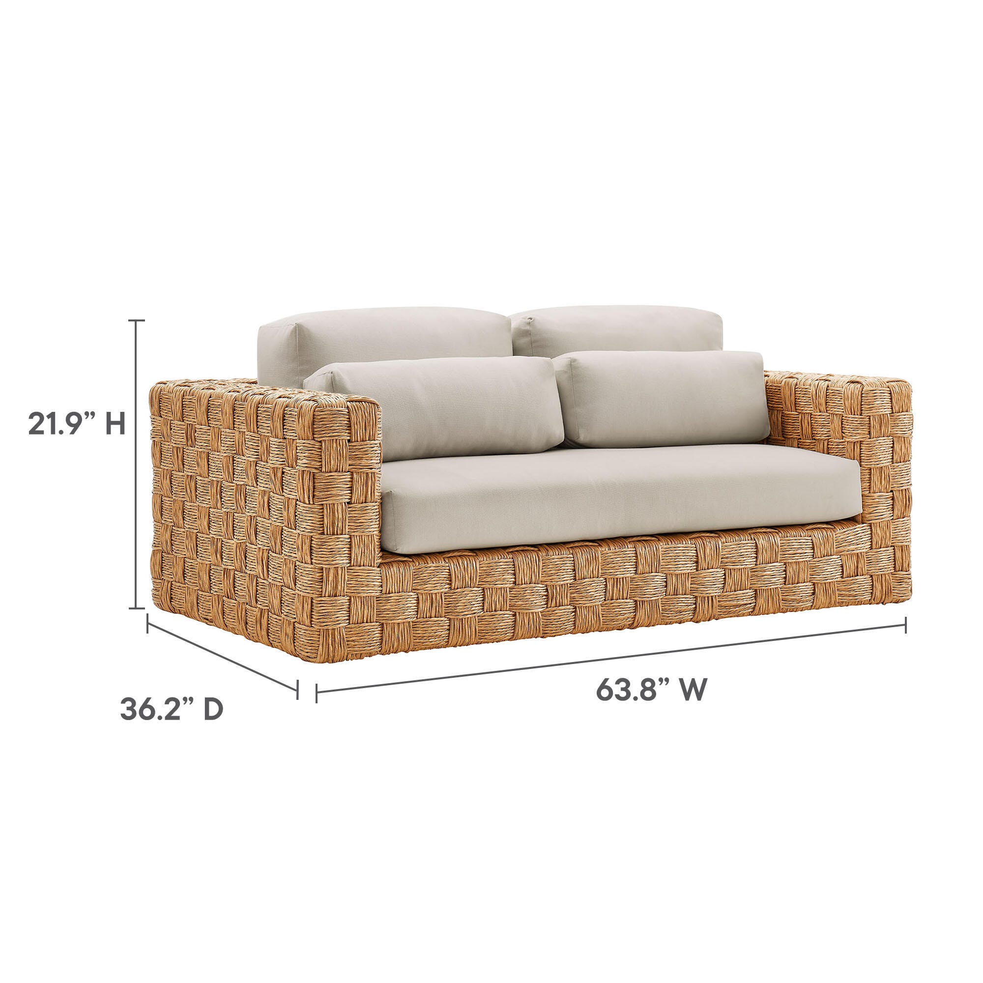 Modway Thames Outdoor Loveseat and 2 Armchairs with Coffee Table, , large