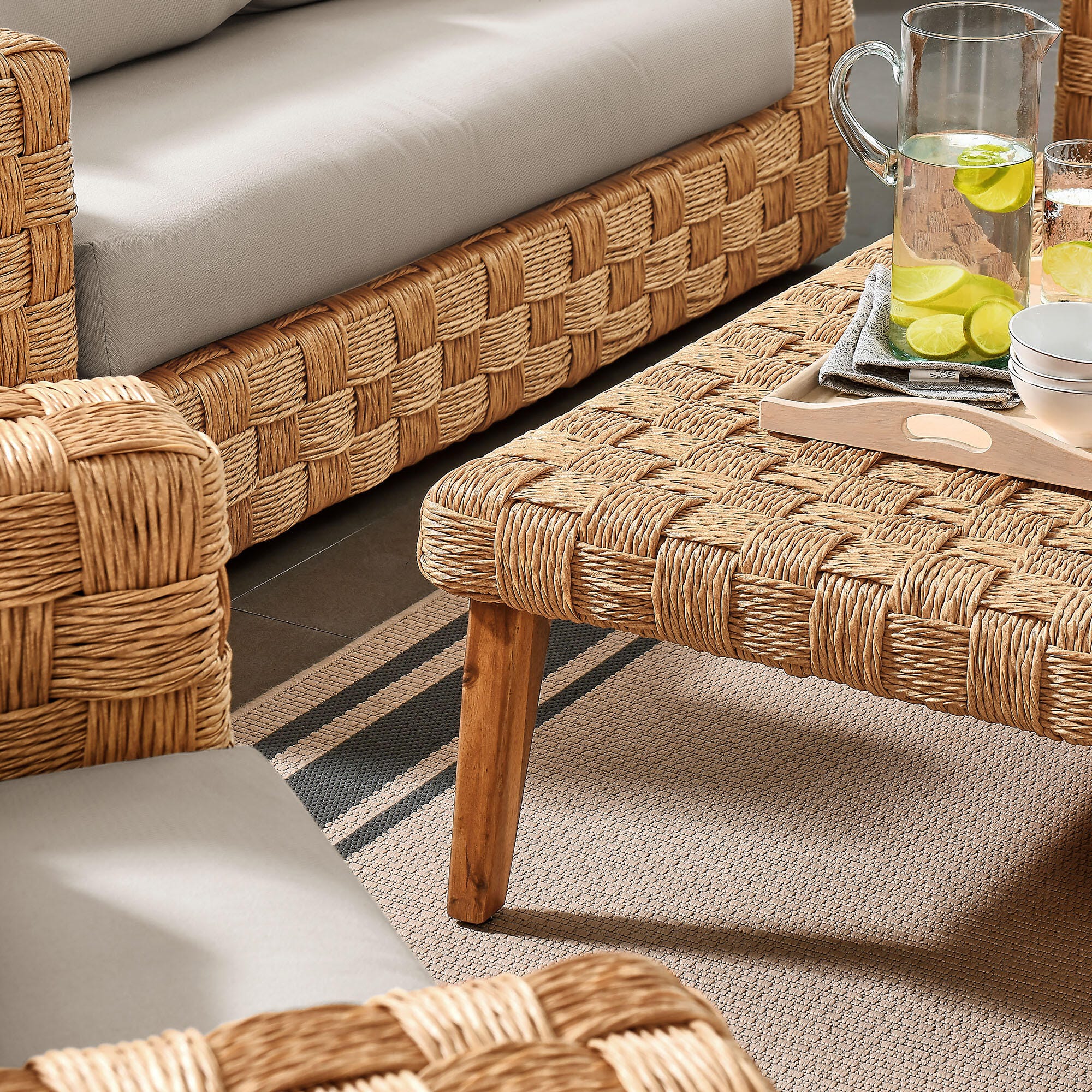 Modway Thames Outdoor Loveseat and 2 Armchairs with Coffee Table, , large