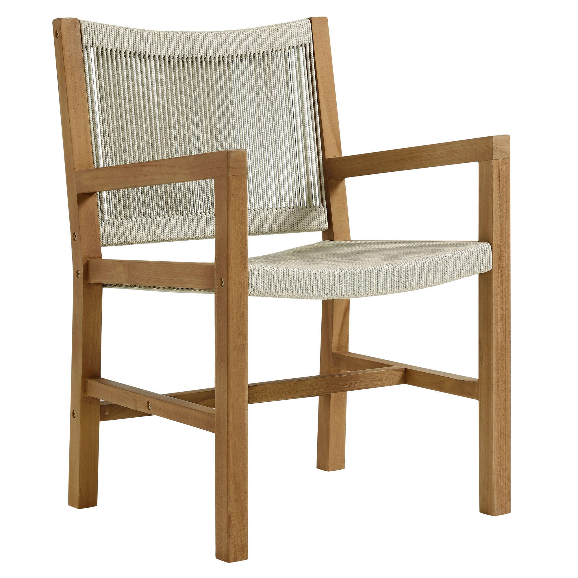 Modway Vienna Outdoor Dining Table and 6 Chairs, Natural/Natural, large