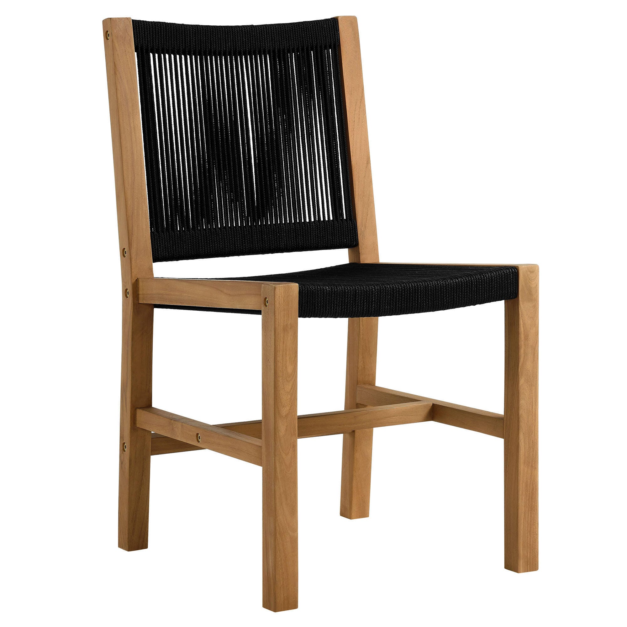 Modway Vienna Outdoor Dining Table and 6 Chairs, Natural/Black, large