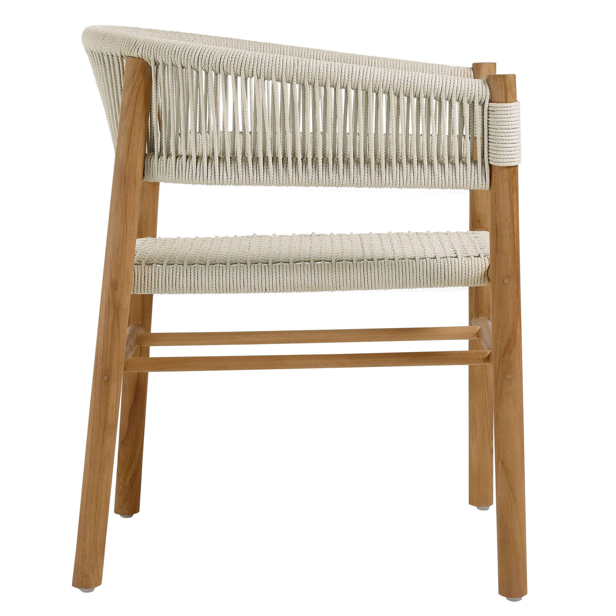 Modway Vienna Outdoor Dining Table and 6 Curved-Back Armchairs, Natural, large
