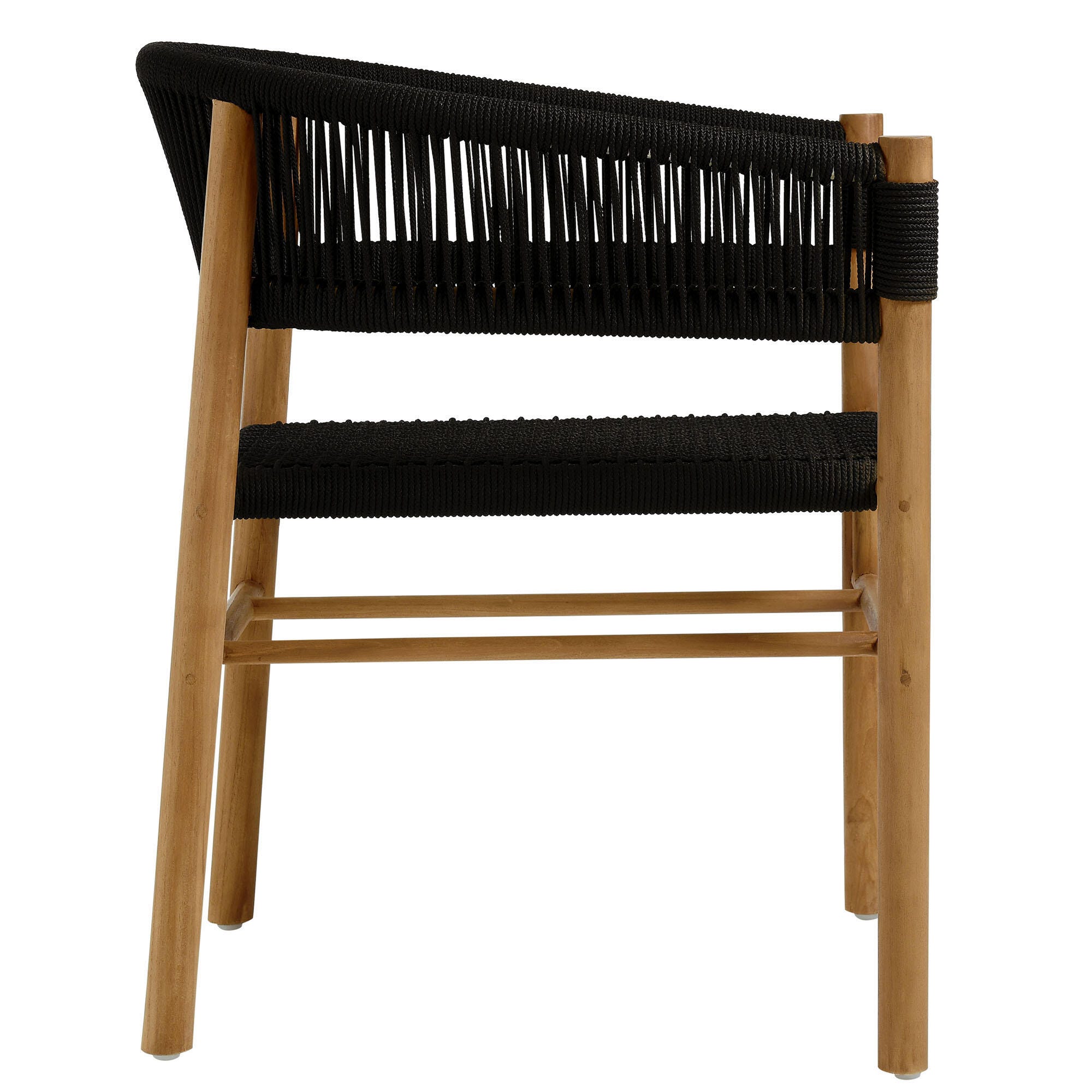 Modway Vienna Outdoor Dining Table and 6 Curved-Back Armchairs, Natural/Black, large