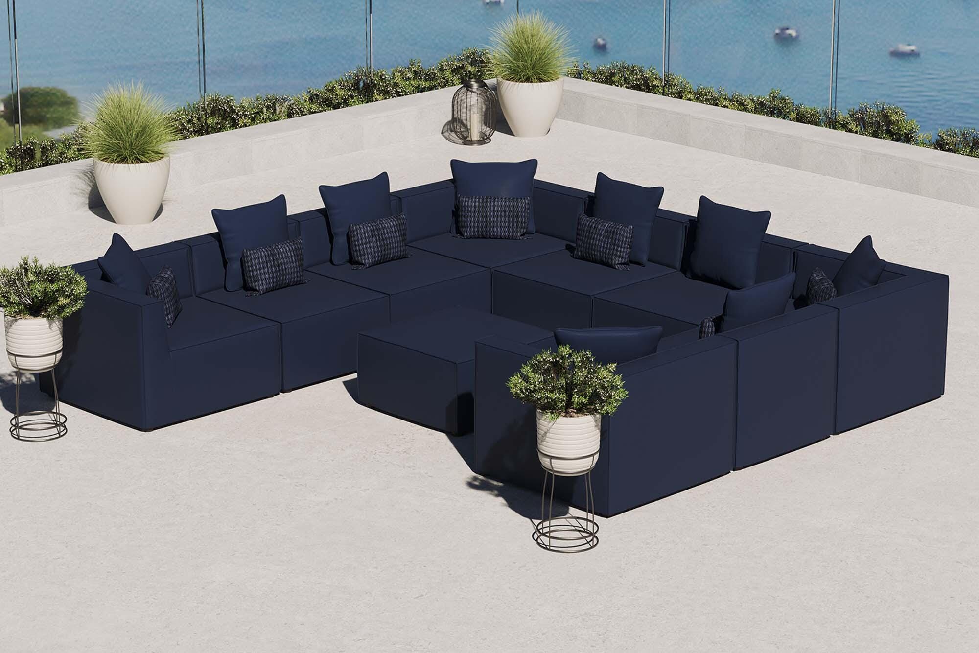 Modway Saybrook 10-Piece Outdoor Sectional, Navy, rollover