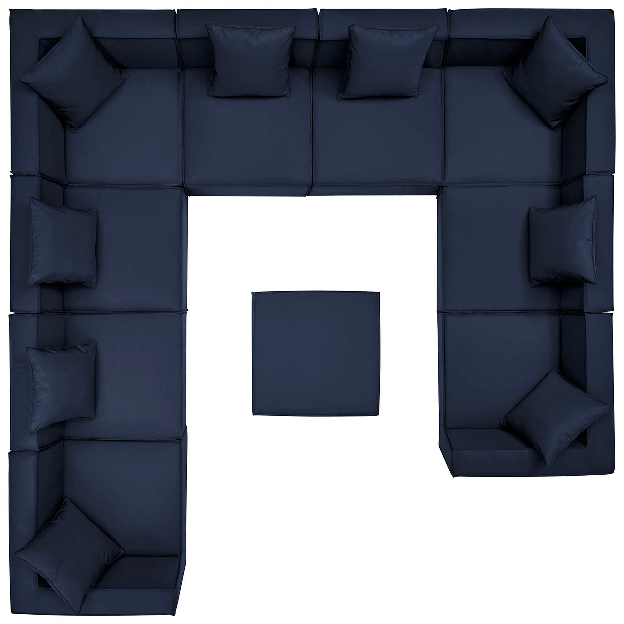 Modway Saybrook 10-Piece Outdoor Sectional, Navy, large