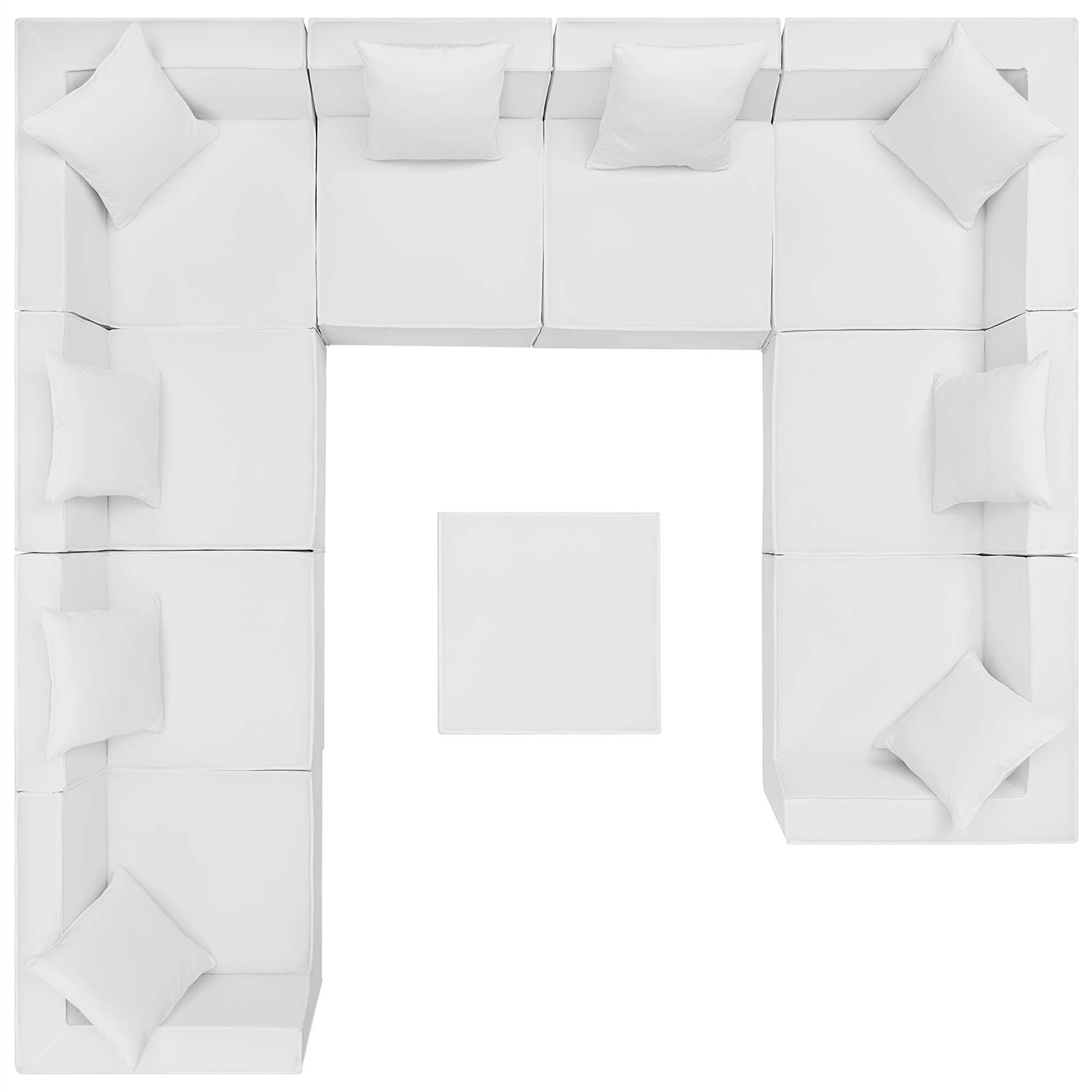 Modway Saybrook 10-Piece Outdoor Sectional, White, large