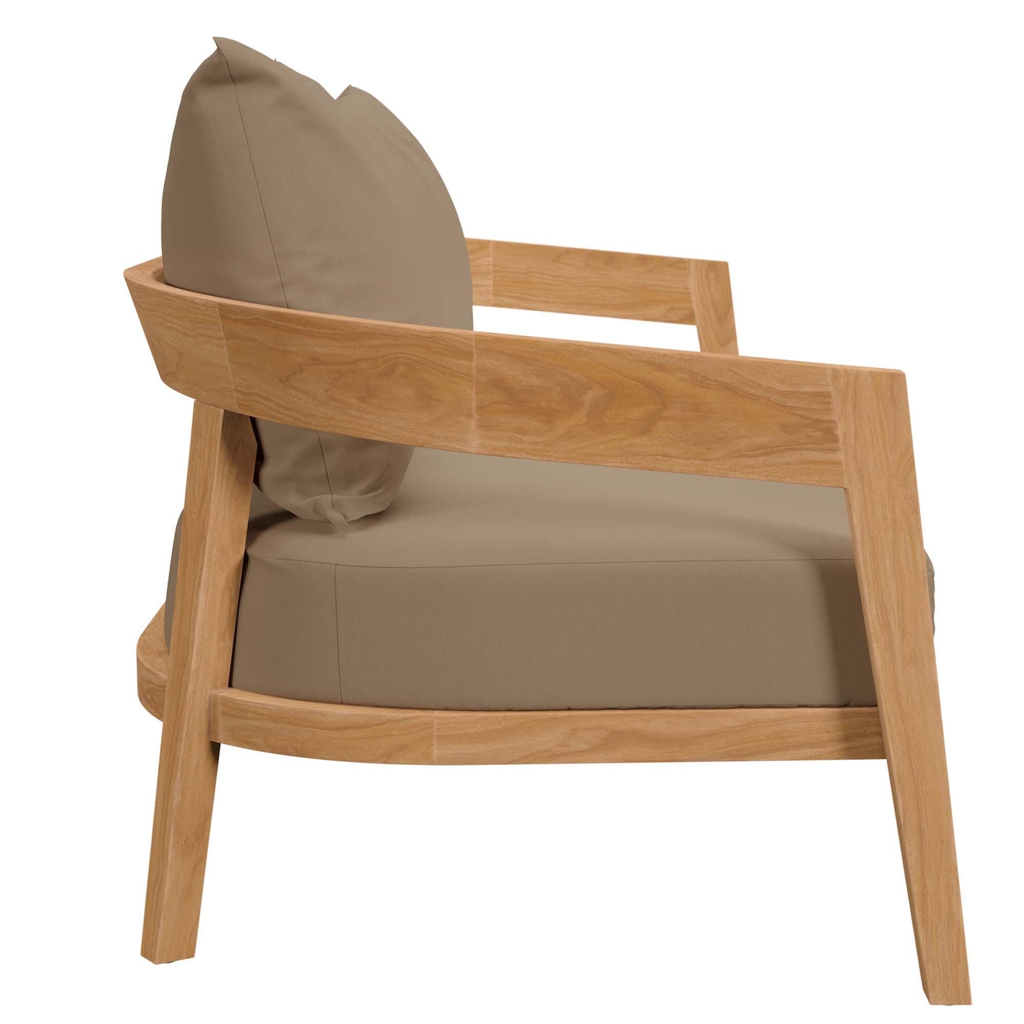 Modway Brisbane 3-Piece Outdoor Patio Set, Natural/Light Brown, large