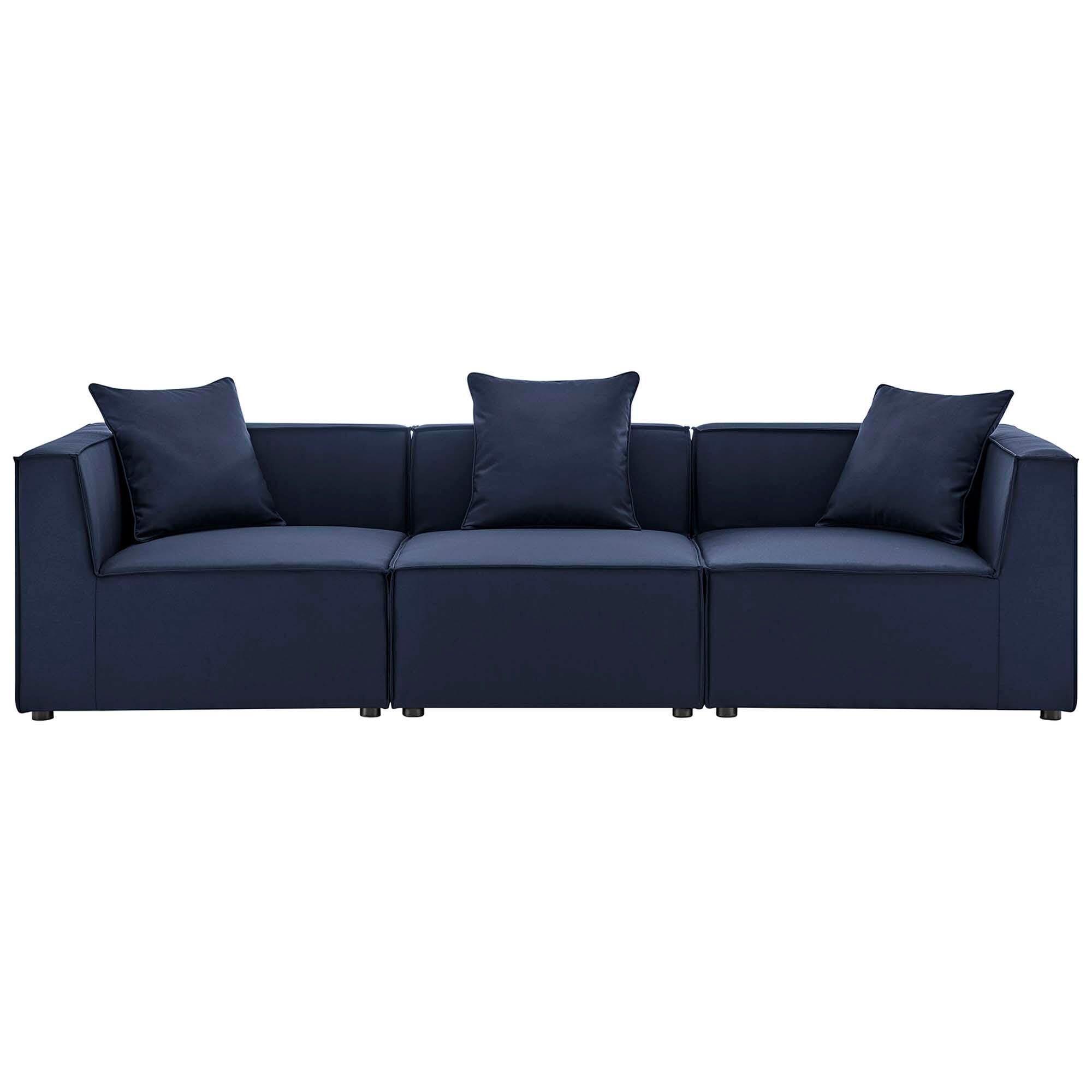 Modway Saybrook 3-Piece Outdoor Sectional, Navy, large