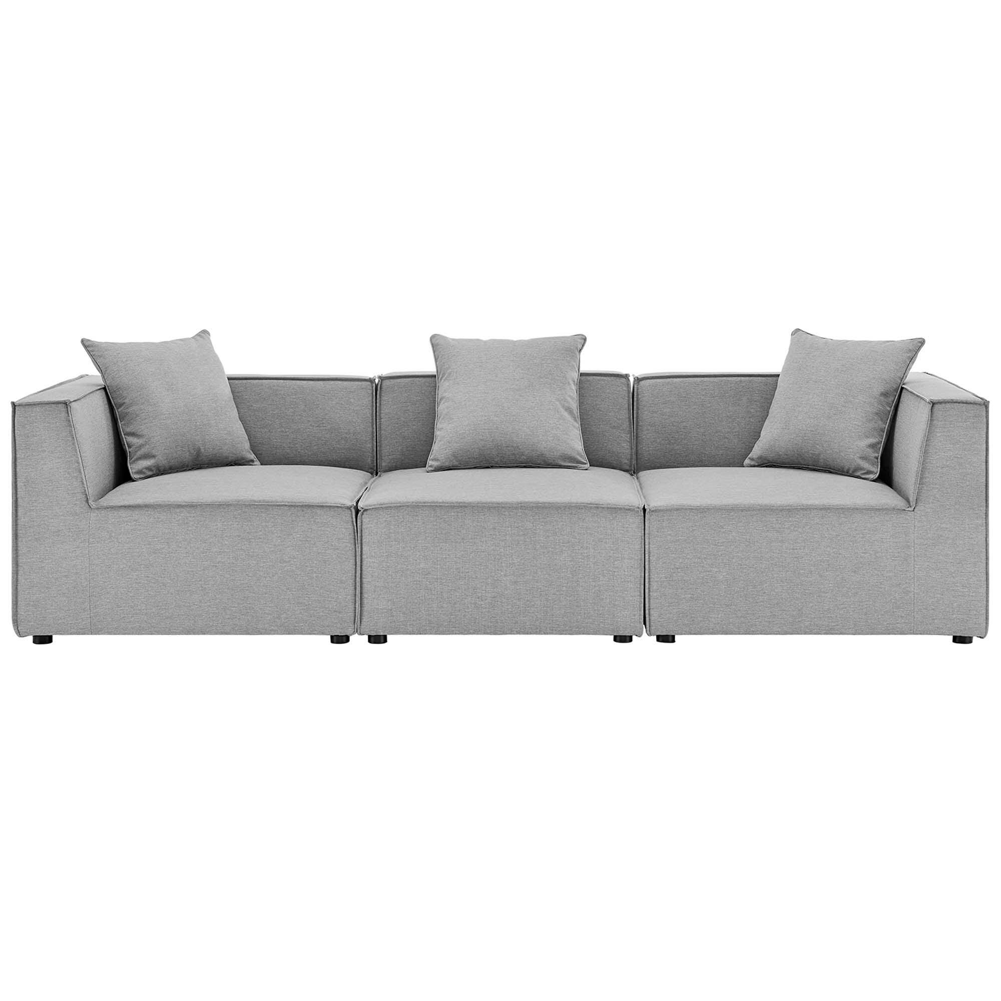 Modway Saybrook 3-Piece Outdoor Sectional, Gray, large