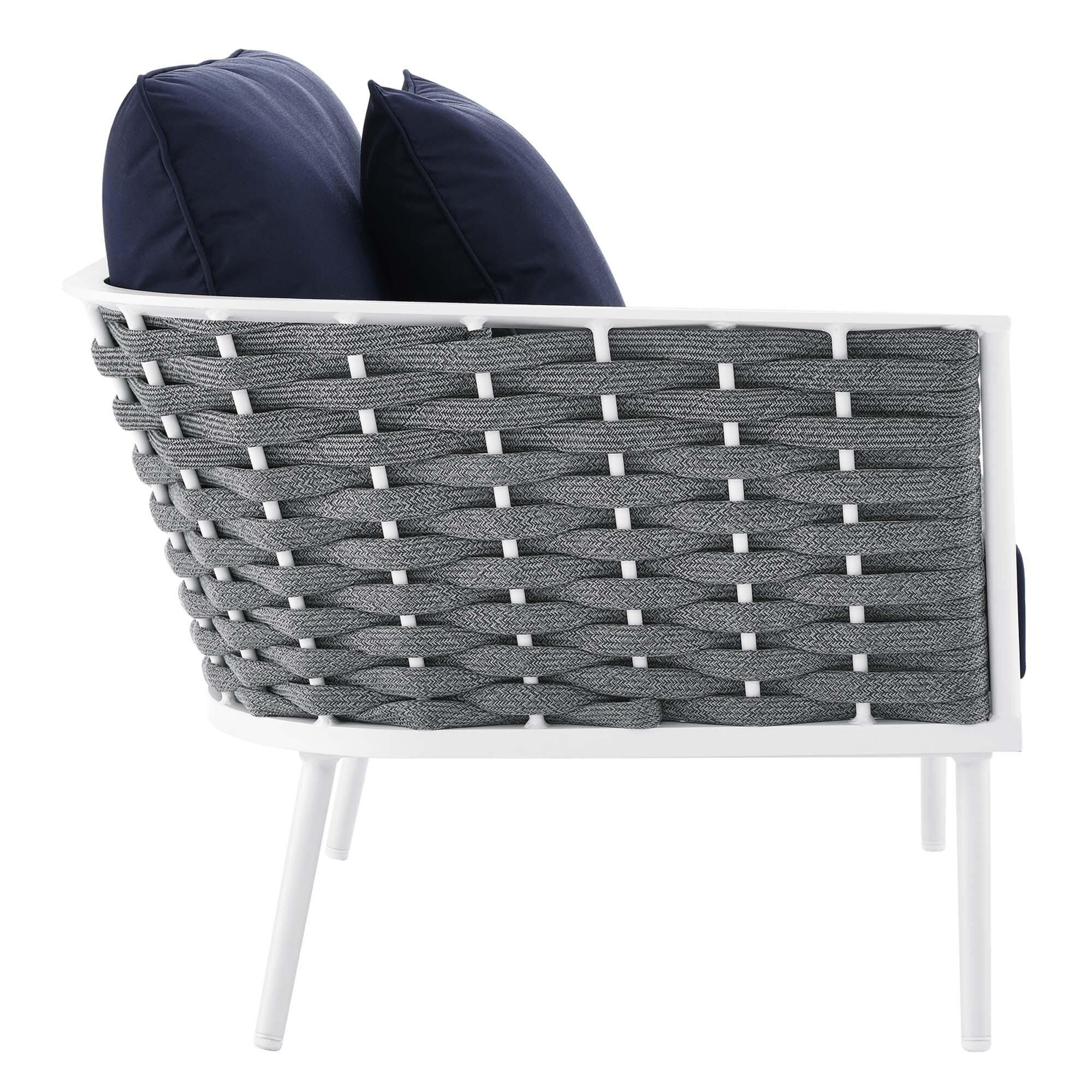 Modway Stance 4-Piece Outdoor Sectional Set, White/Navy, large
