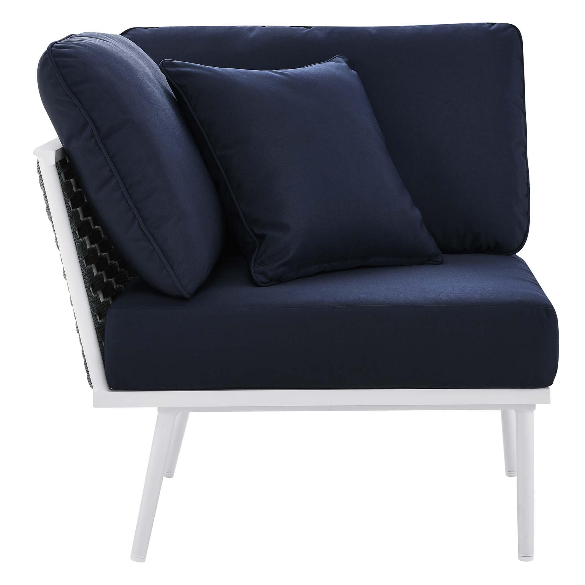 Modway Stance 4-Piece Outdoor Sectional Set, White/Navy, large