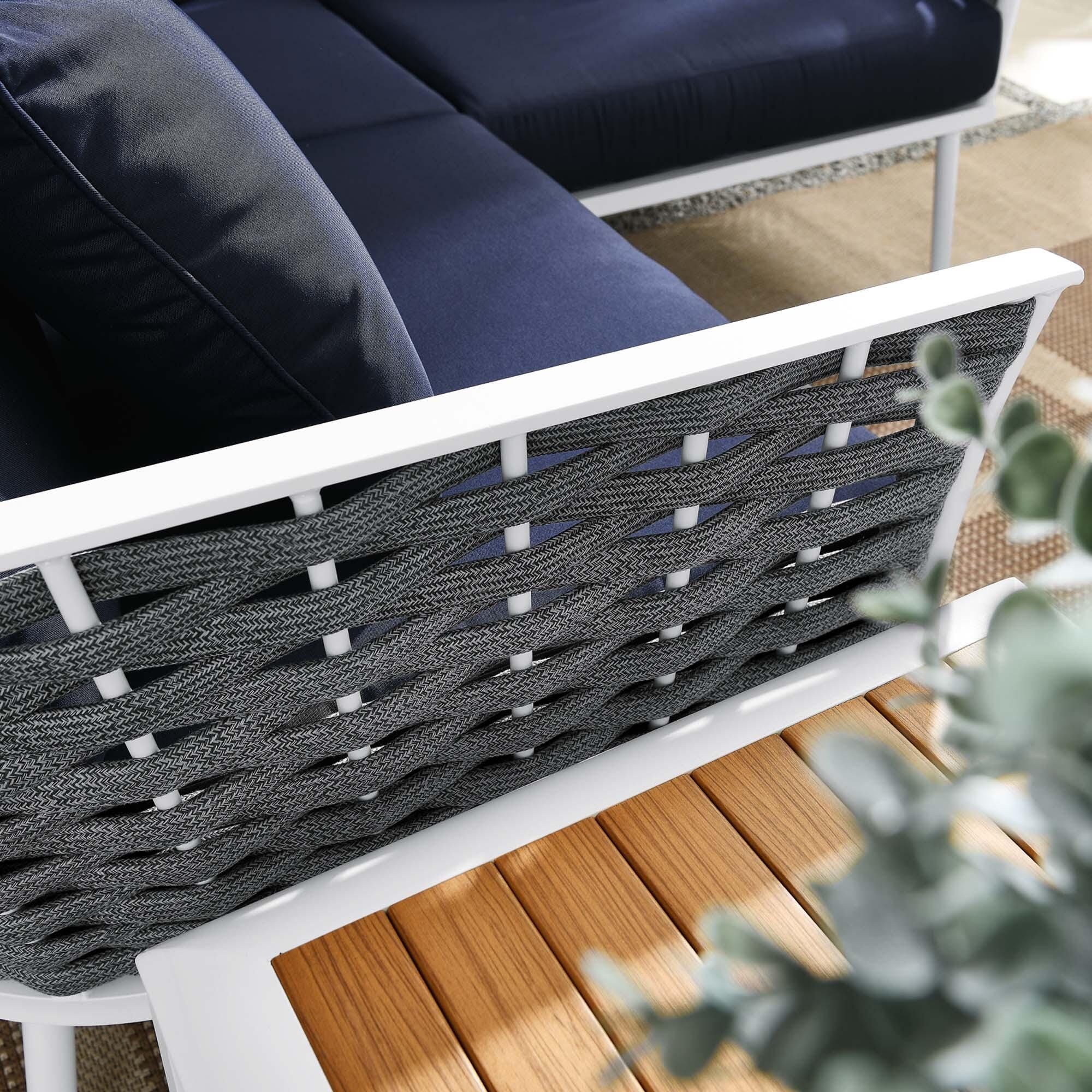 Modway Stance 4-Piece Outdoor Sectional Set, White/Navy, large