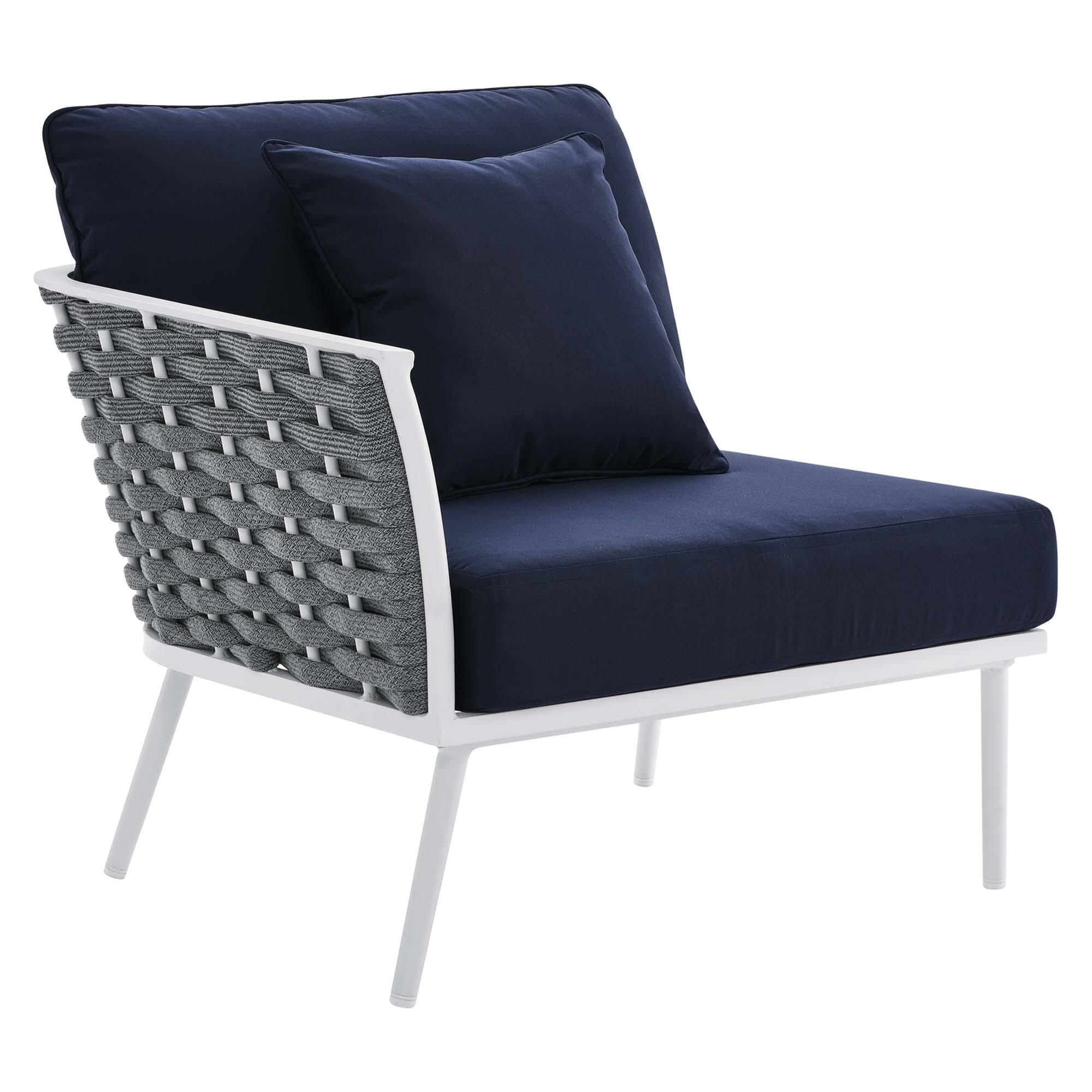 Modway Stance 4-Piece Outdoor Sectional Set, White/Navy, large
