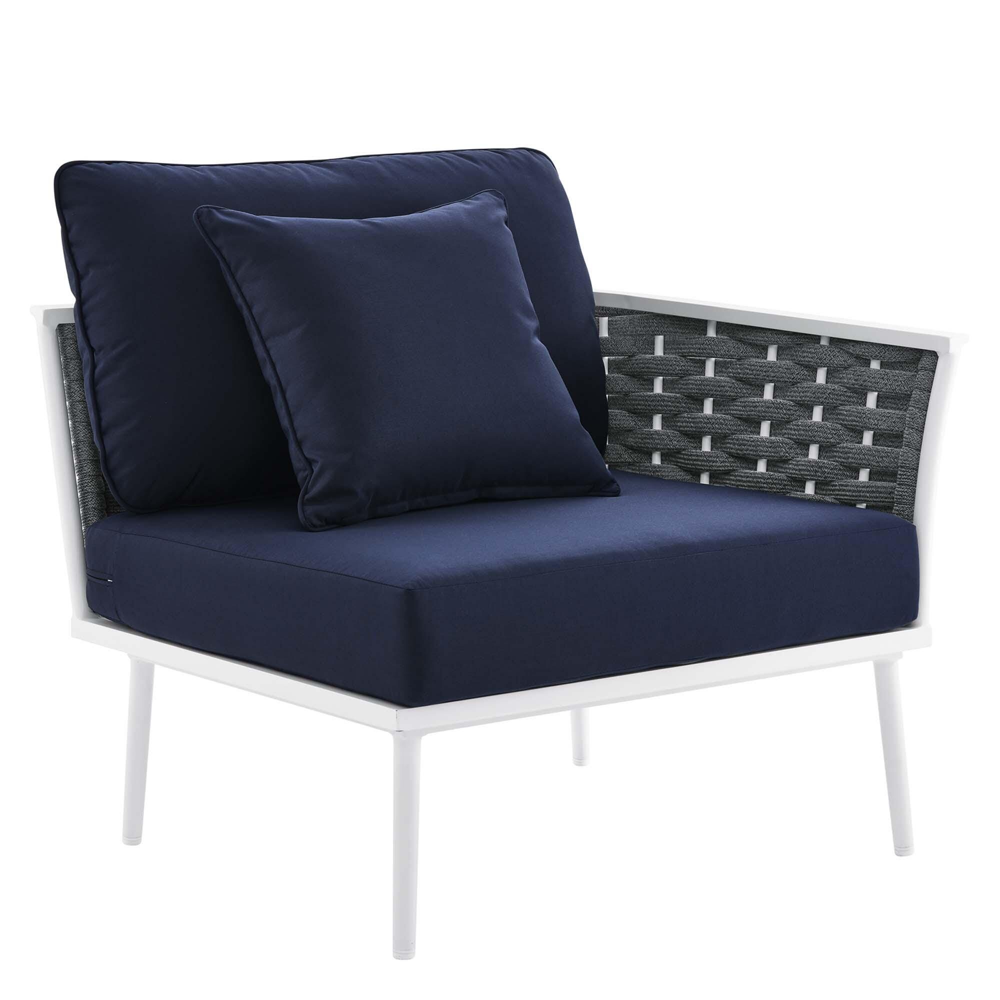 Modway Stance 4-Piece Outdoor Sectional Set, White/Navy, large