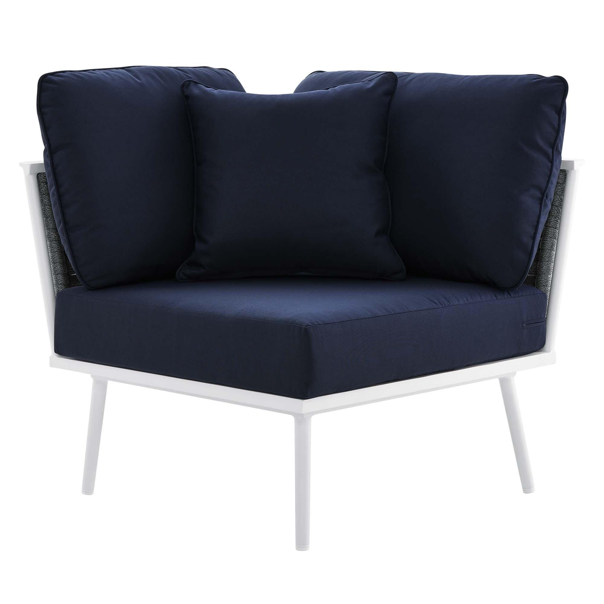 Modway Stance 4-Piece Outdoor Sectional Set, White/Navy, large