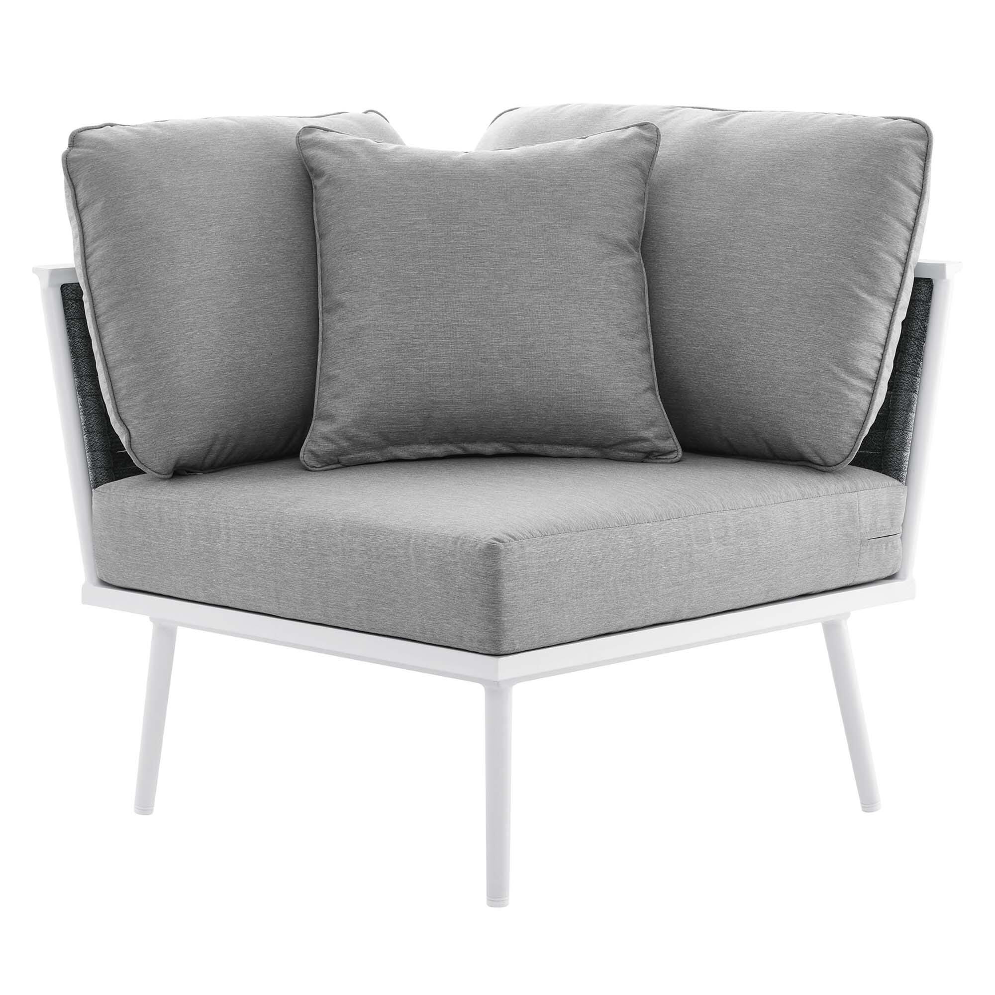 Modway Stance 4-Piece Outdoor Sectional Set, White/Gray, large