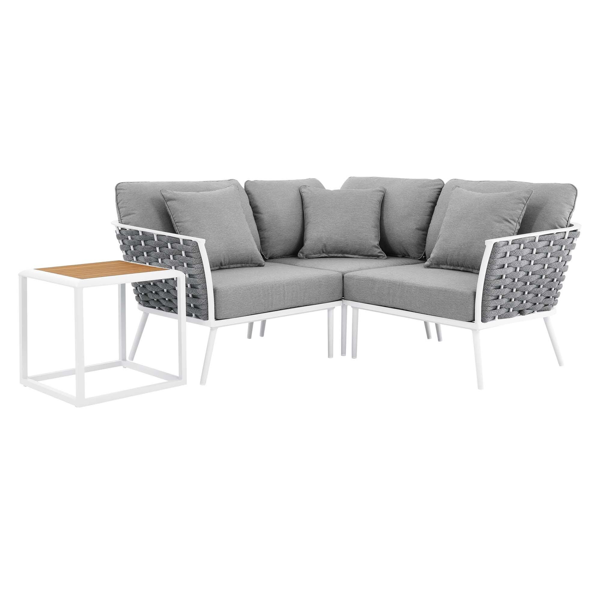 Modway Stance 4-Piece Outdoor Sectional Set, White/Gray, large
