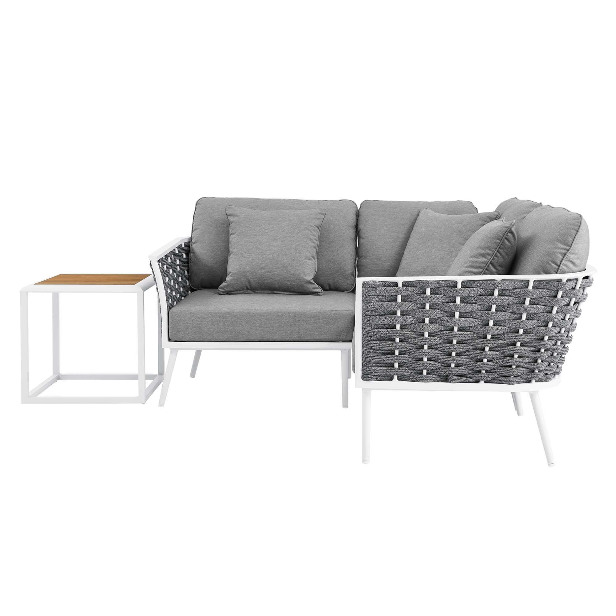 Modway Stance 4-Piece Outdoor Sectional Set, White/Gray, large